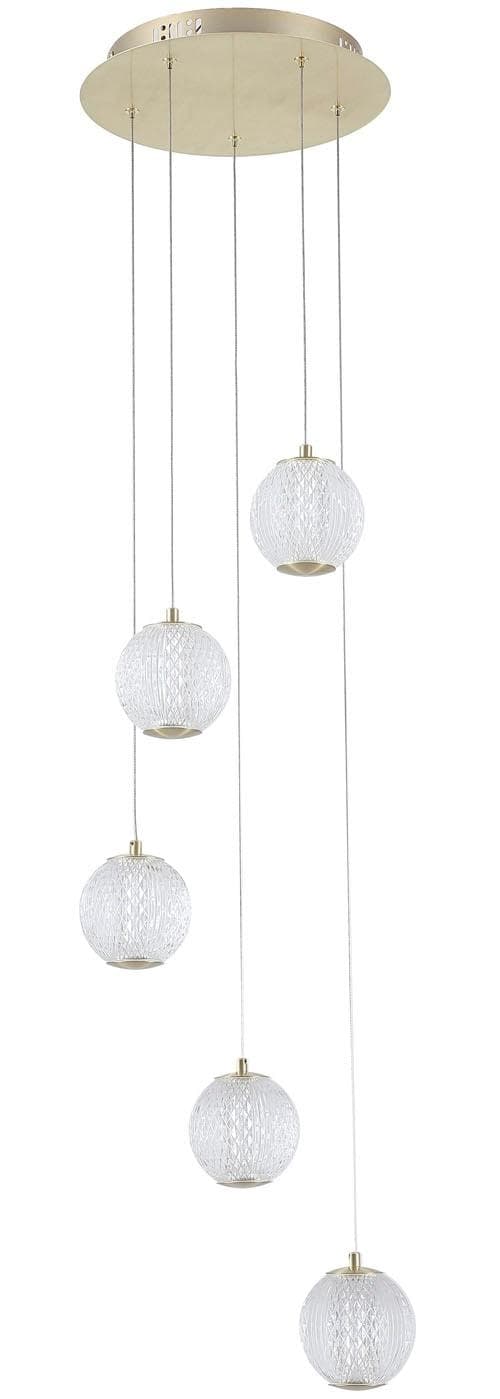 LED-Hängeleuchte Allure 5-fl. Messingfarben Acryl