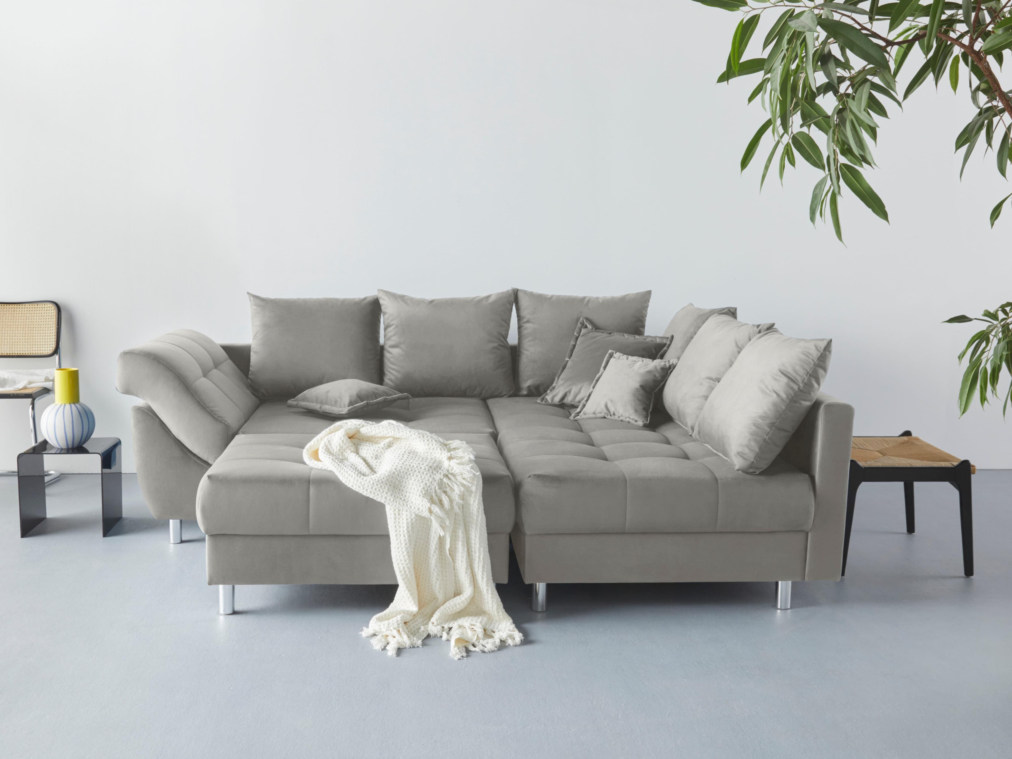 Recamiere Ecksofa mit Hocker - Links/Rechts Montage