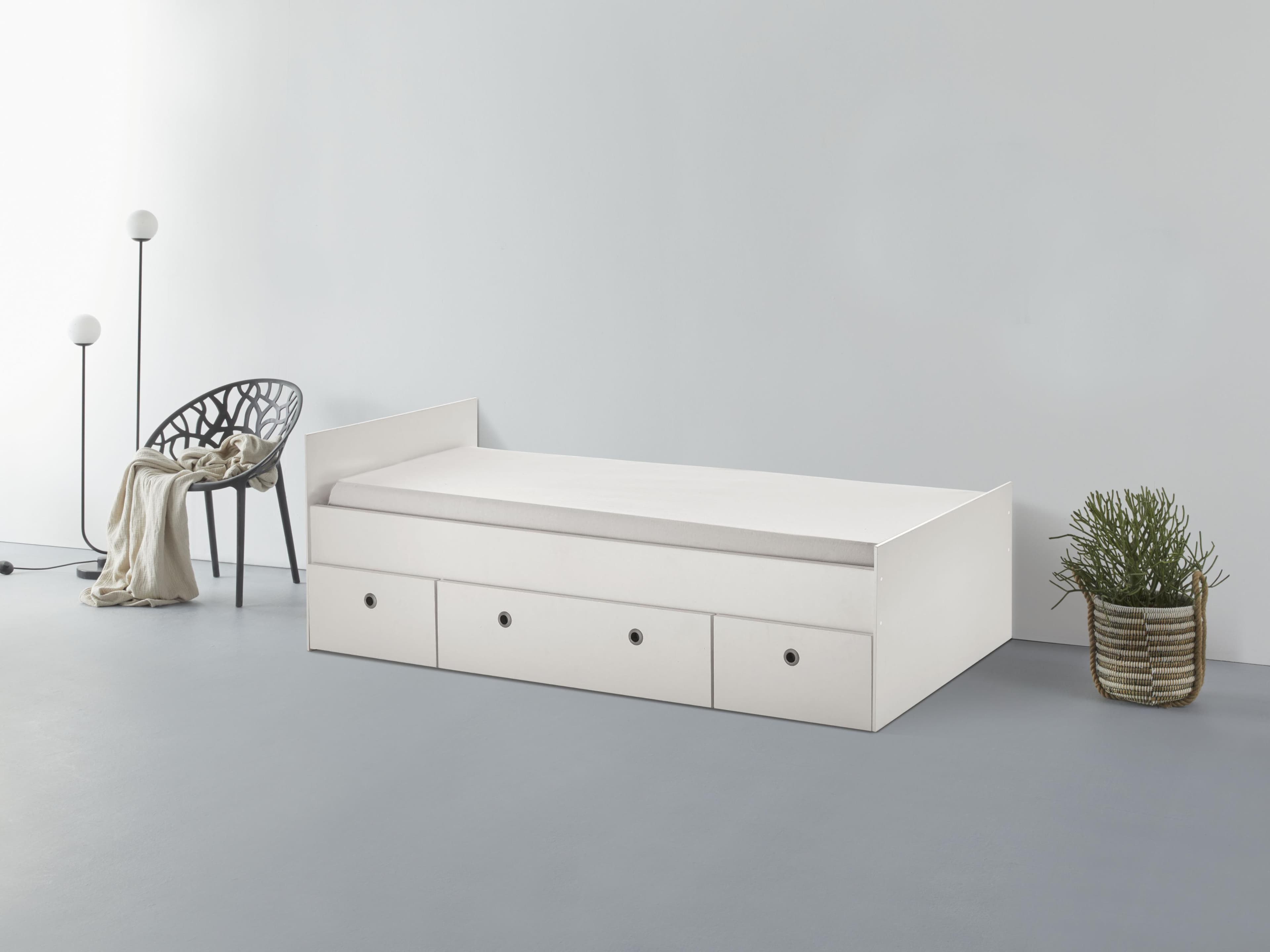 ARTHUR BERNDT Stauraumbett Rosanna Weiß 3 Schubkästen