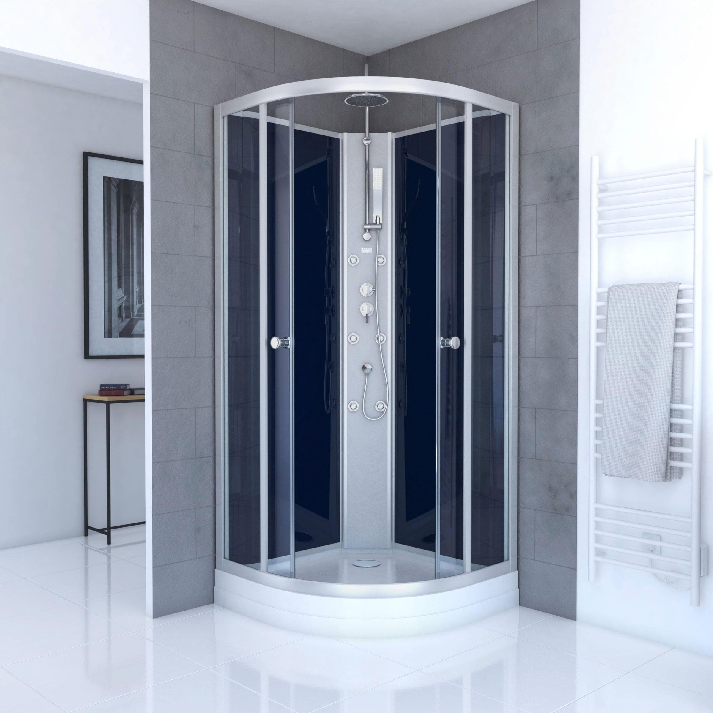 Moderne Komplettdusche aus hochwertigen Materialien