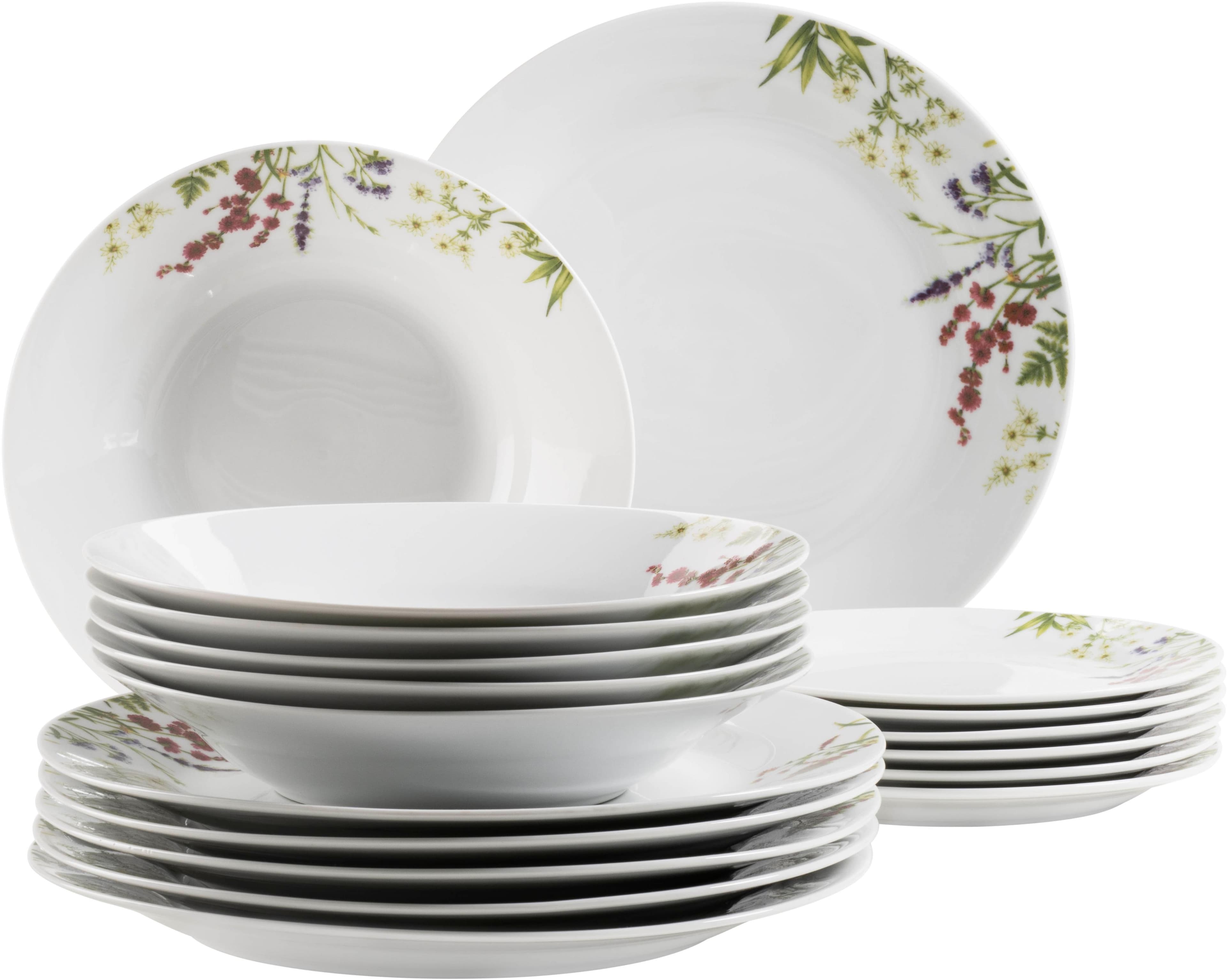 Teller-Set aus Porzellan in verschiedenen Farben