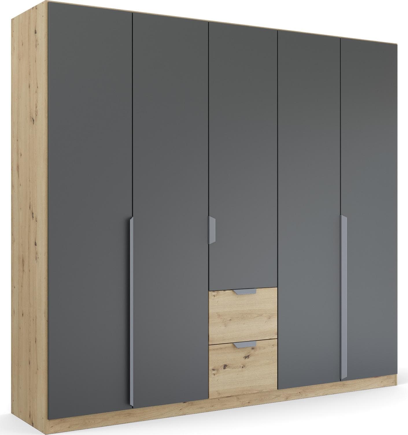 Rauch Kleiderschrank Quadra Spin Drehtürenschrank Eiche Artisan/Grau Metallic