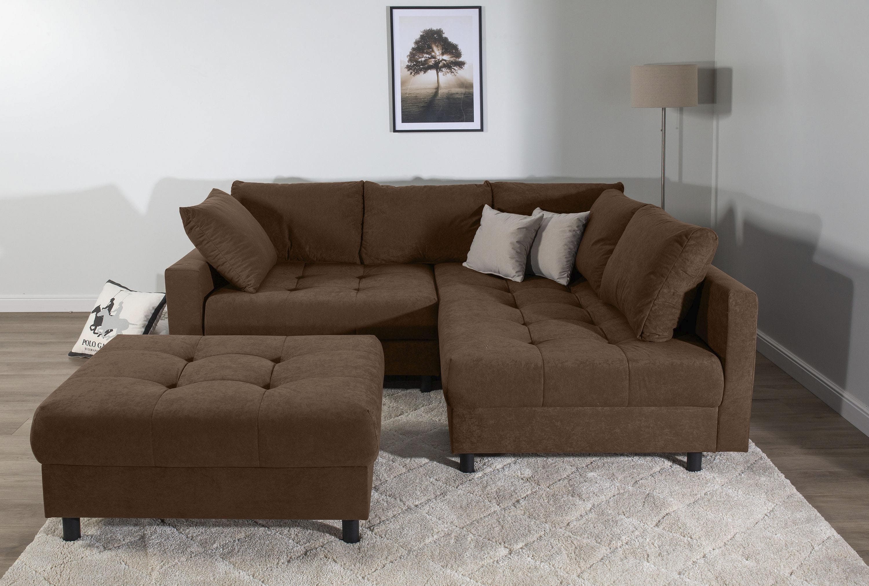 Ecksofa COLLECTION AB Toni L-Form, Federkern, Kaffeebraun