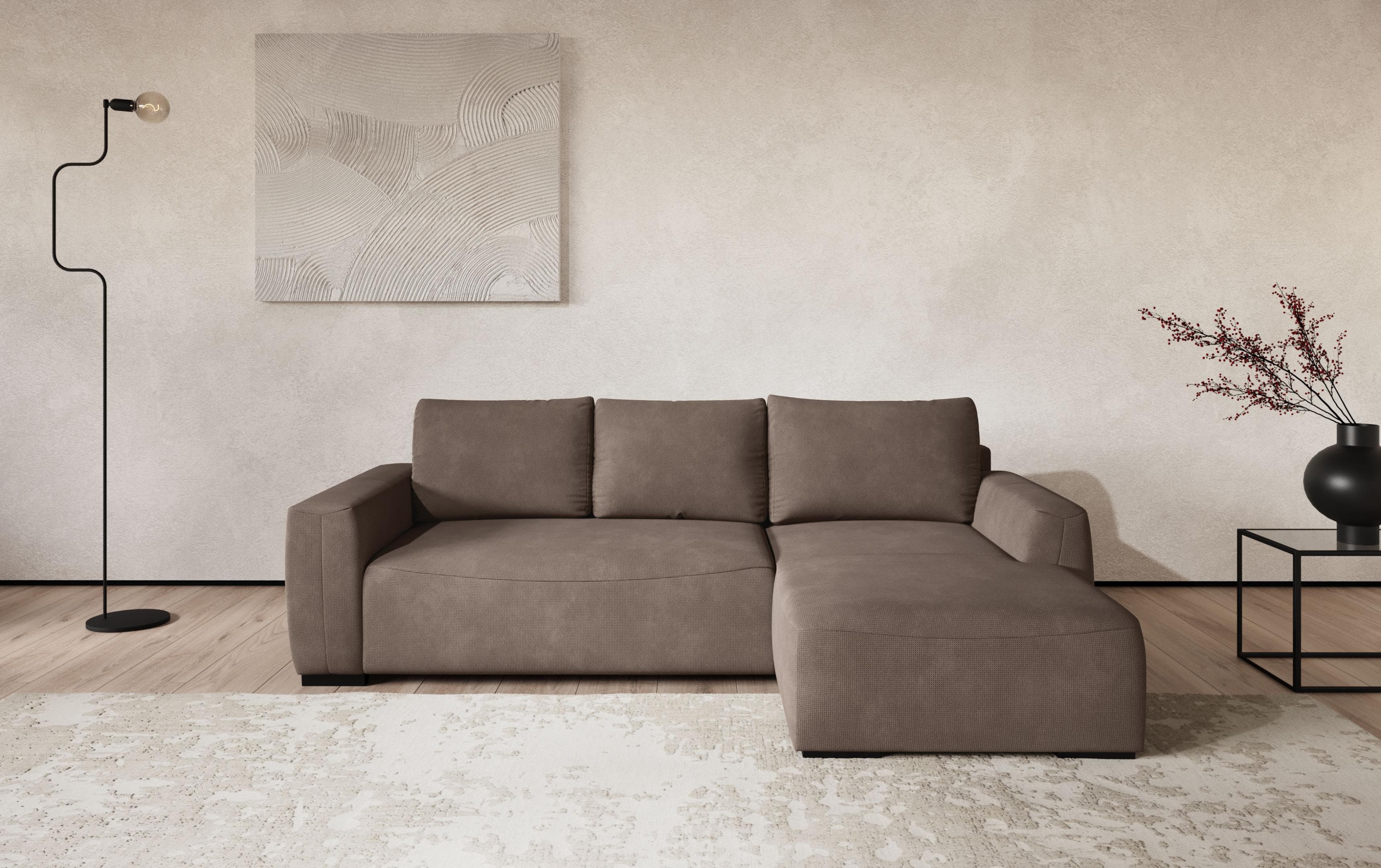 Ecksofa COTTA Giro L-Form taupe Recamiere