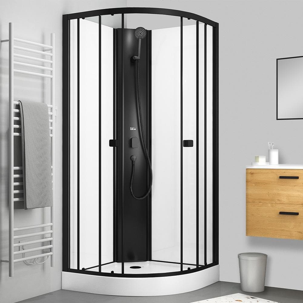 MARWELL Komplettdusche Prime Style Schwarz mit Acrylwanne