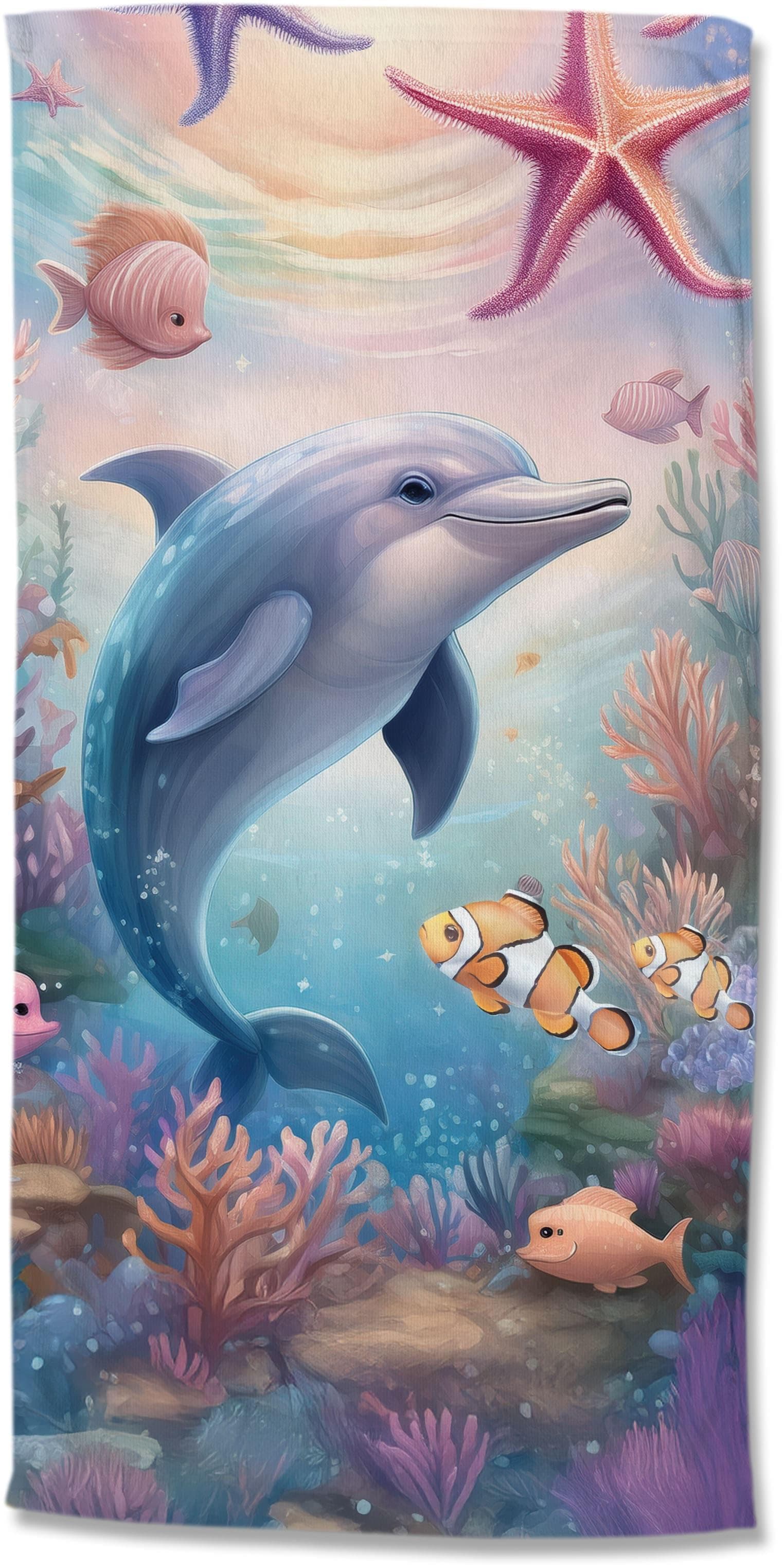 Strandtuch GOOD MORNING Baya Delfin Bunt Samt 75x150cm