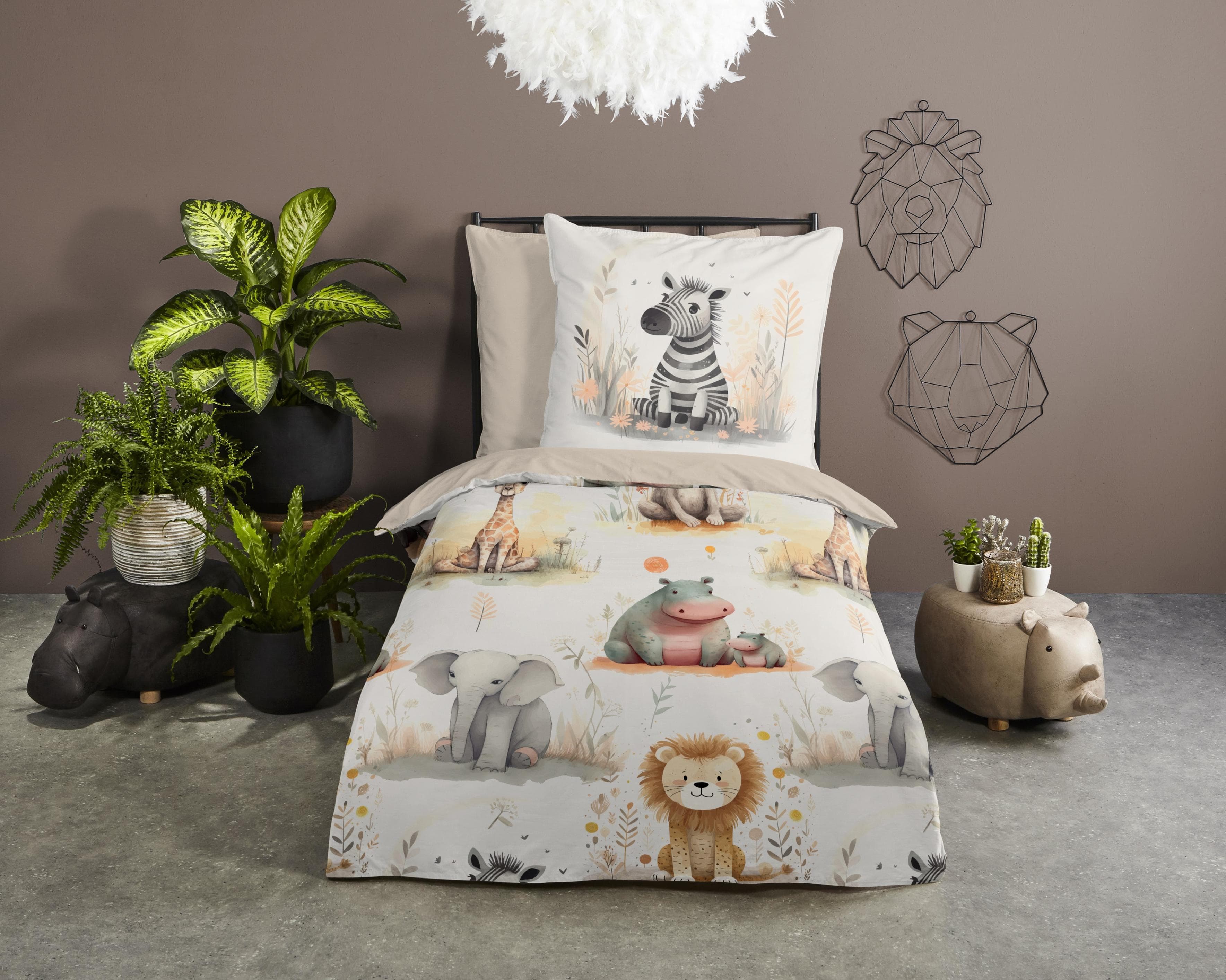Kinderbettwäsche Pete Sand 135x200 Microfaser 2-teilig