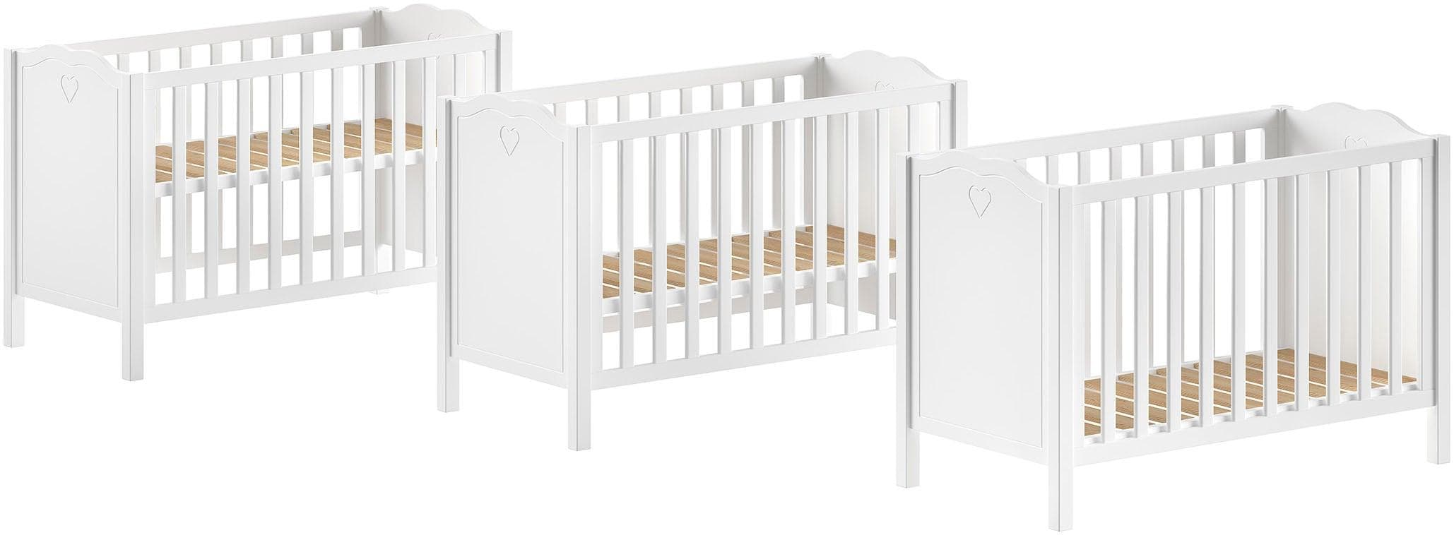 VIPACK Babybett Amori Weiß mit verstellbarem Lattenrost