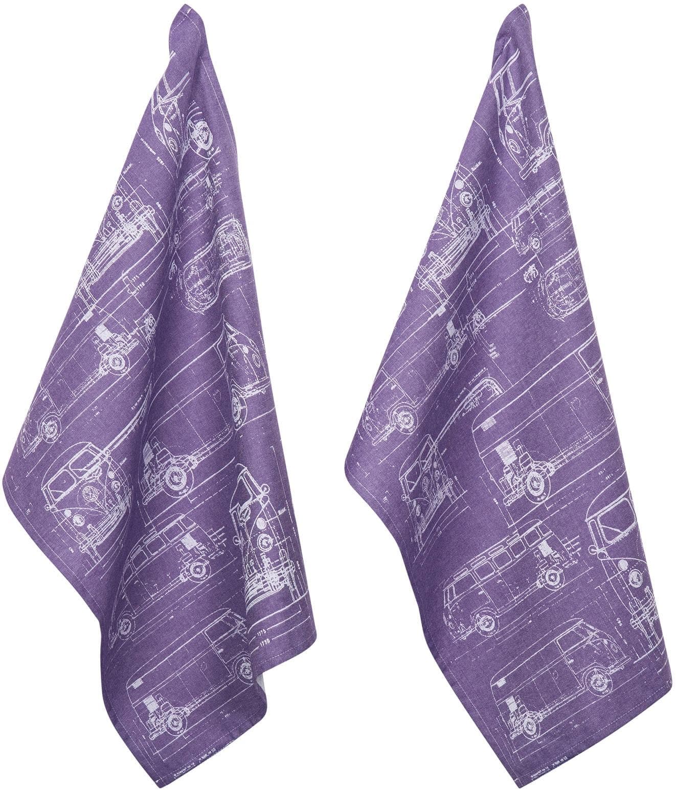 PAD Geschirrtuch 2er-Set CULTURE Lila Bulli-Motiv 100% Baumwolle