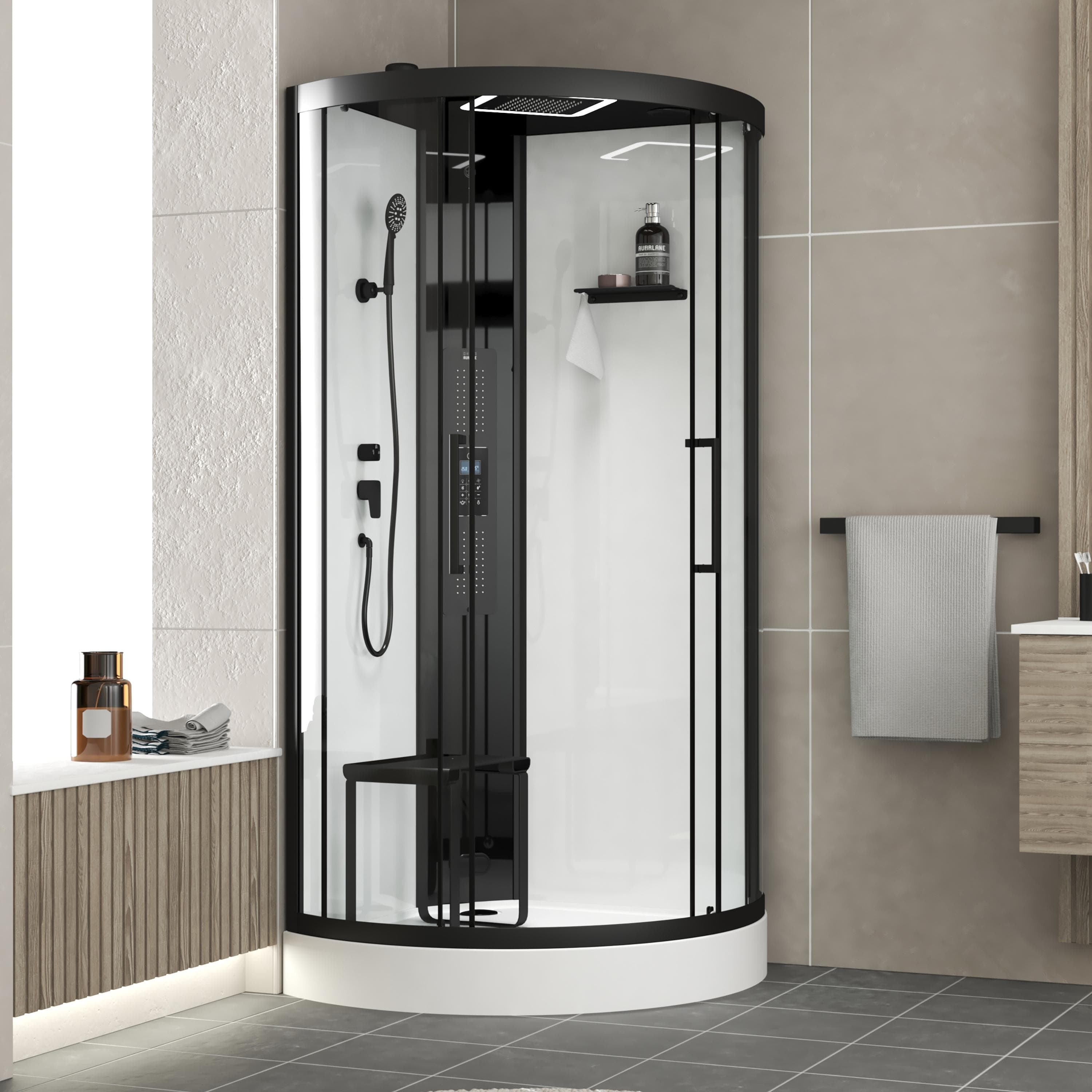 Komplettdusche MARWELL 'Spa Round' Schwarz 90x90x215cm