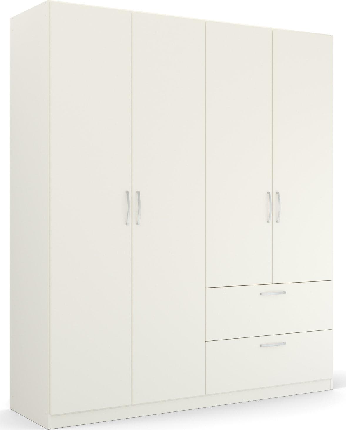 Rauch PURE BY QUADRA SPIN Drehtürenschrank Alpinweiß mit Metallgriffen