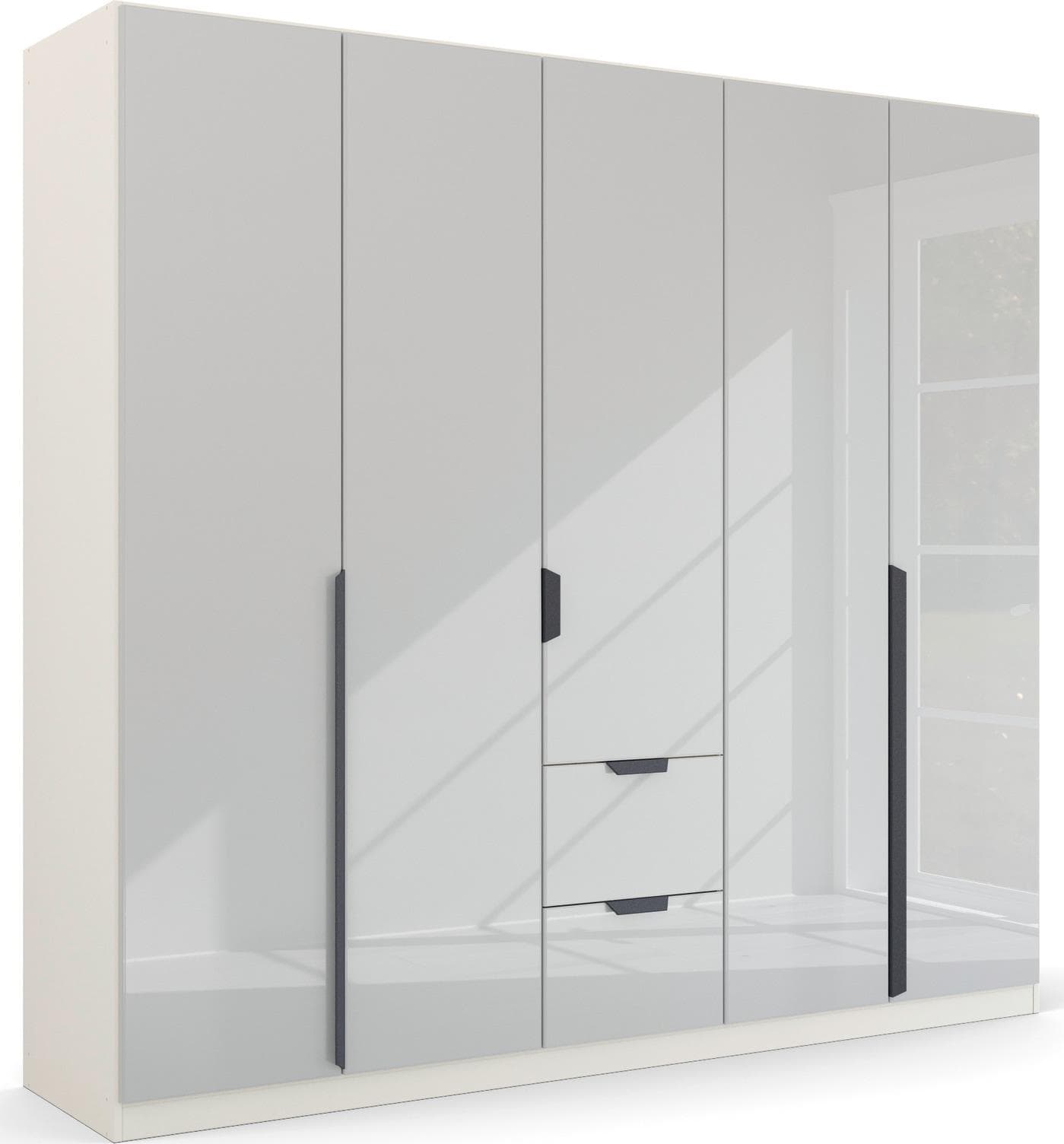 Rauch Drehtürenschrank Quadra Spin Weiß Glasfront