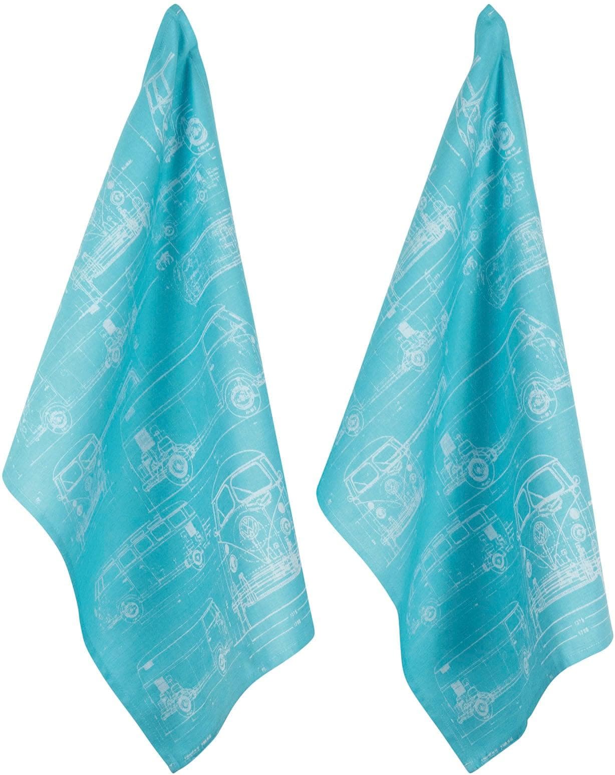 PAD Geschirrtuch 2er-Set CULTURE Blau 100% Baumwolle Bulli-Motiv