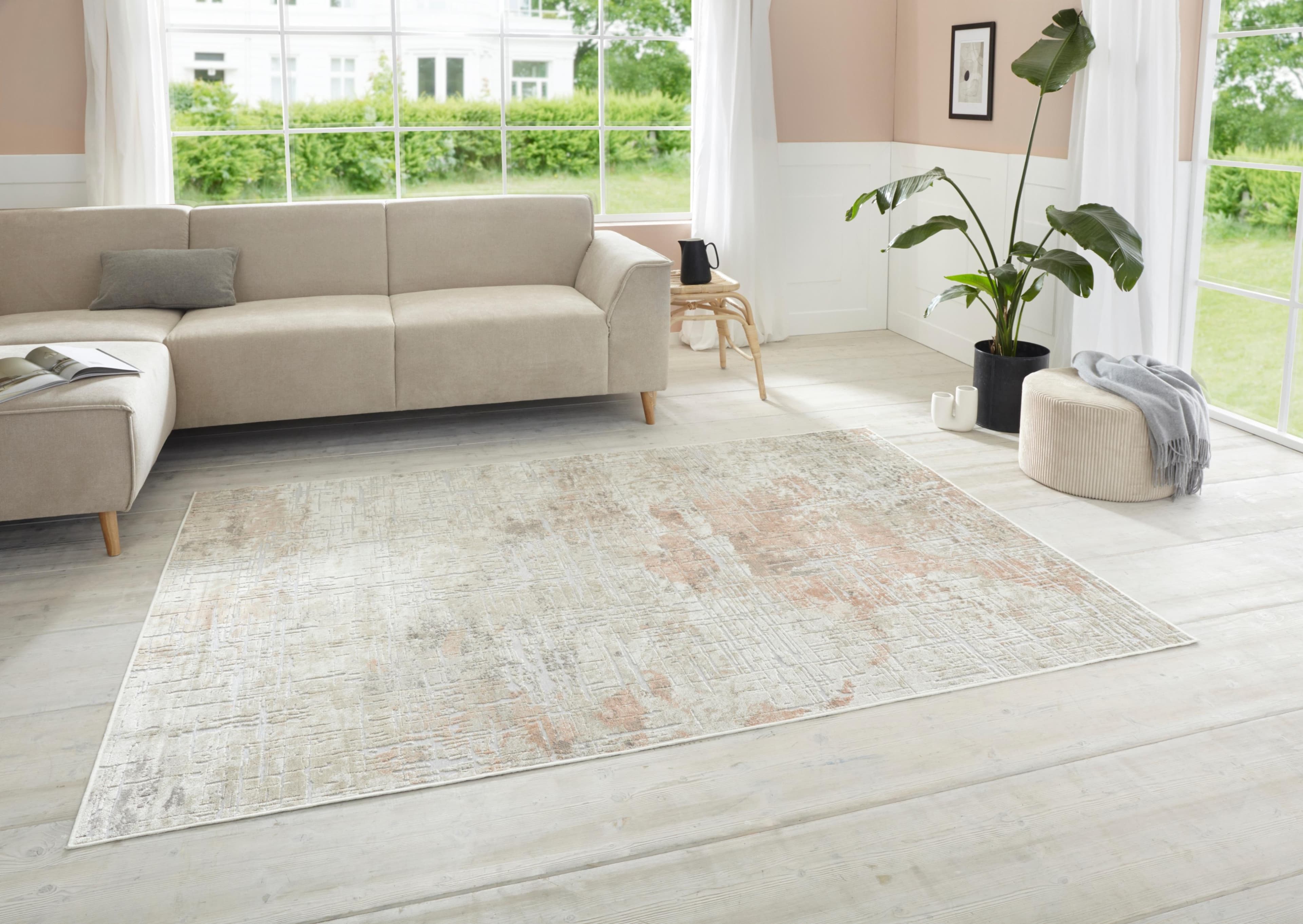 ELLE DECORATION Chameis Kurzflorteppich Vintage Beige Rosa
