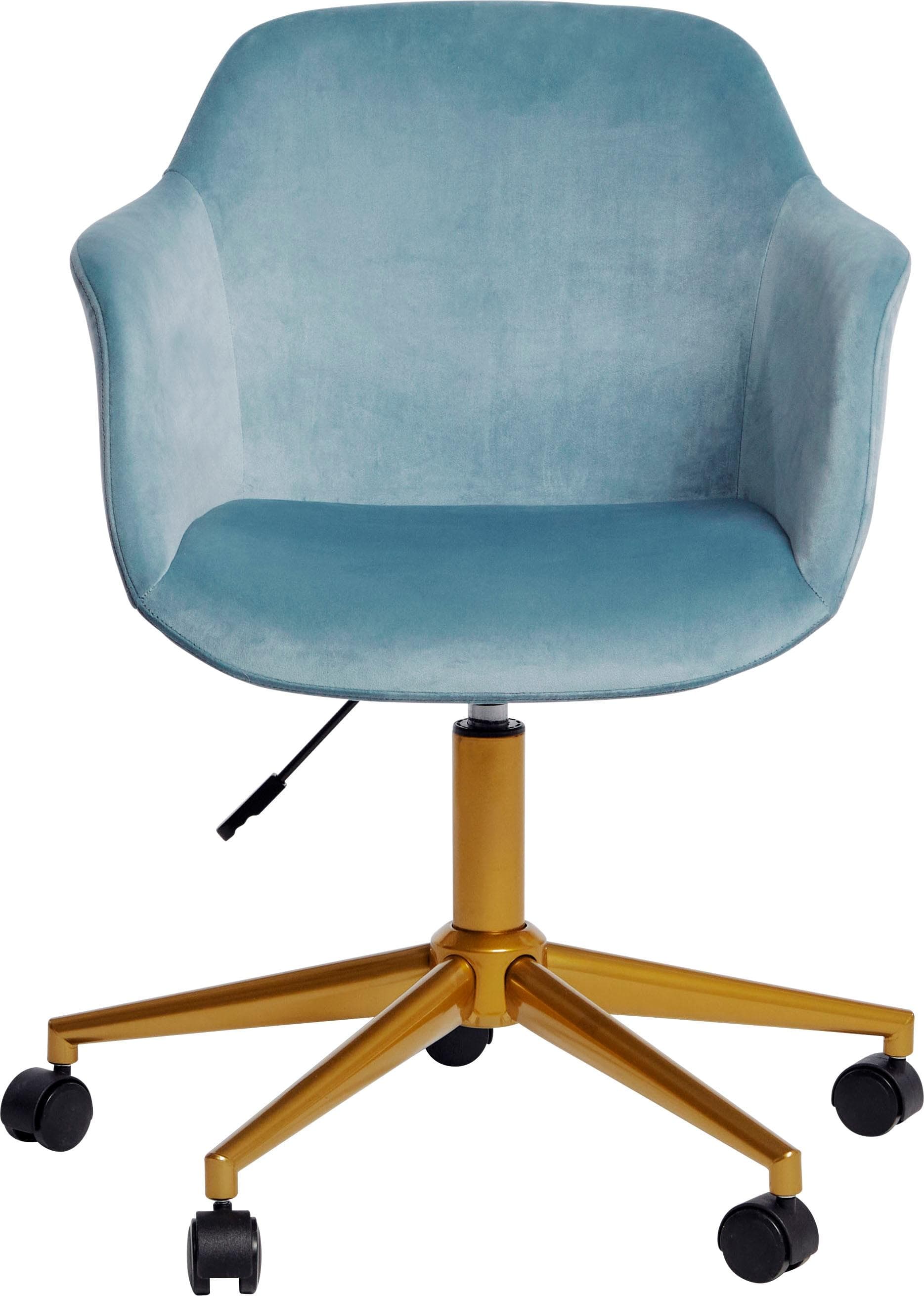 JAHNKE SHELL WORX Schreibtischstuhl Hellblau Gold Samt