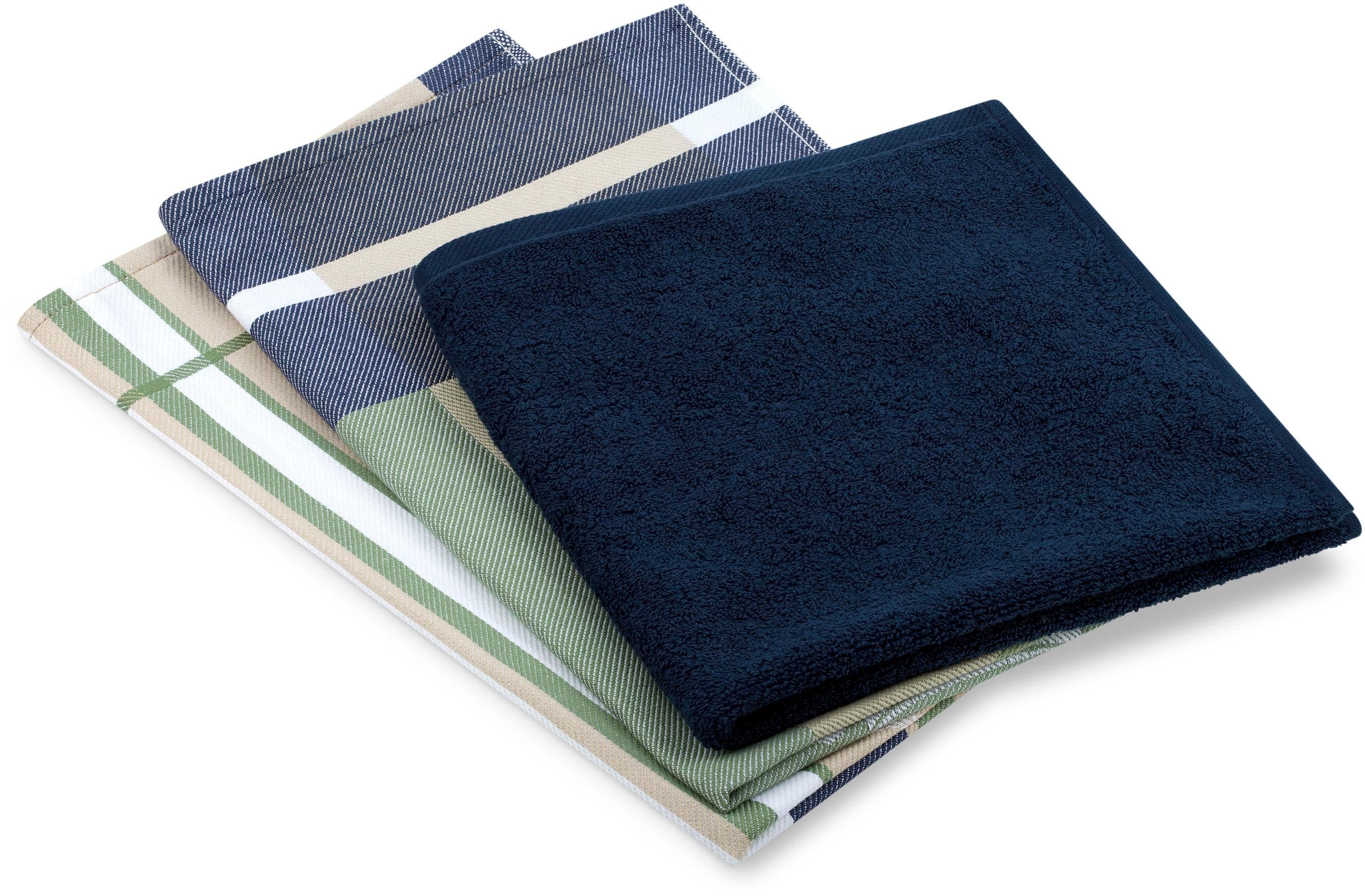 ROSS Geschirrtuch 3er-Set Blau 100% Baumwolle