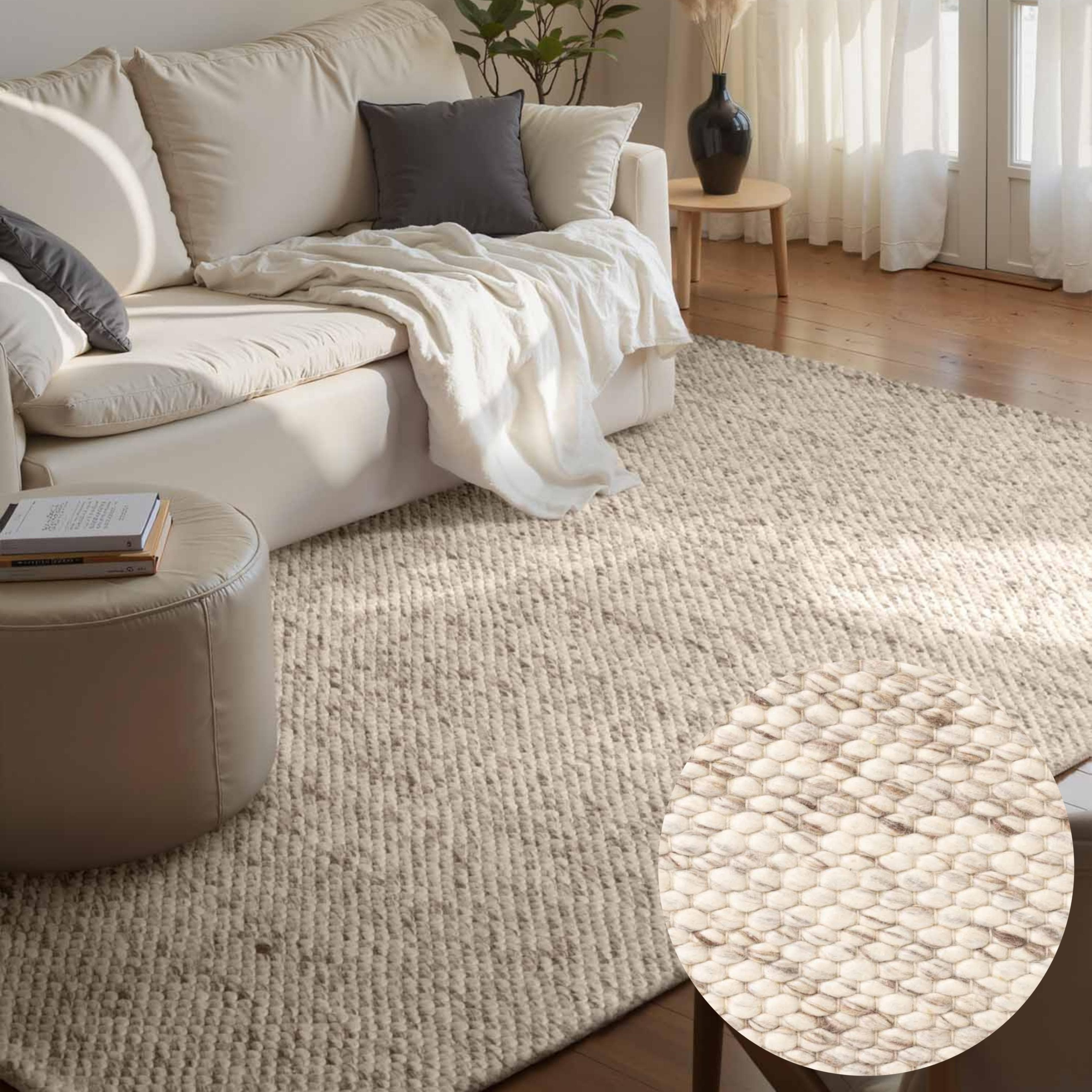 Wollteppich ELLE DECORATION "Beans" Meliert Braun Wolle