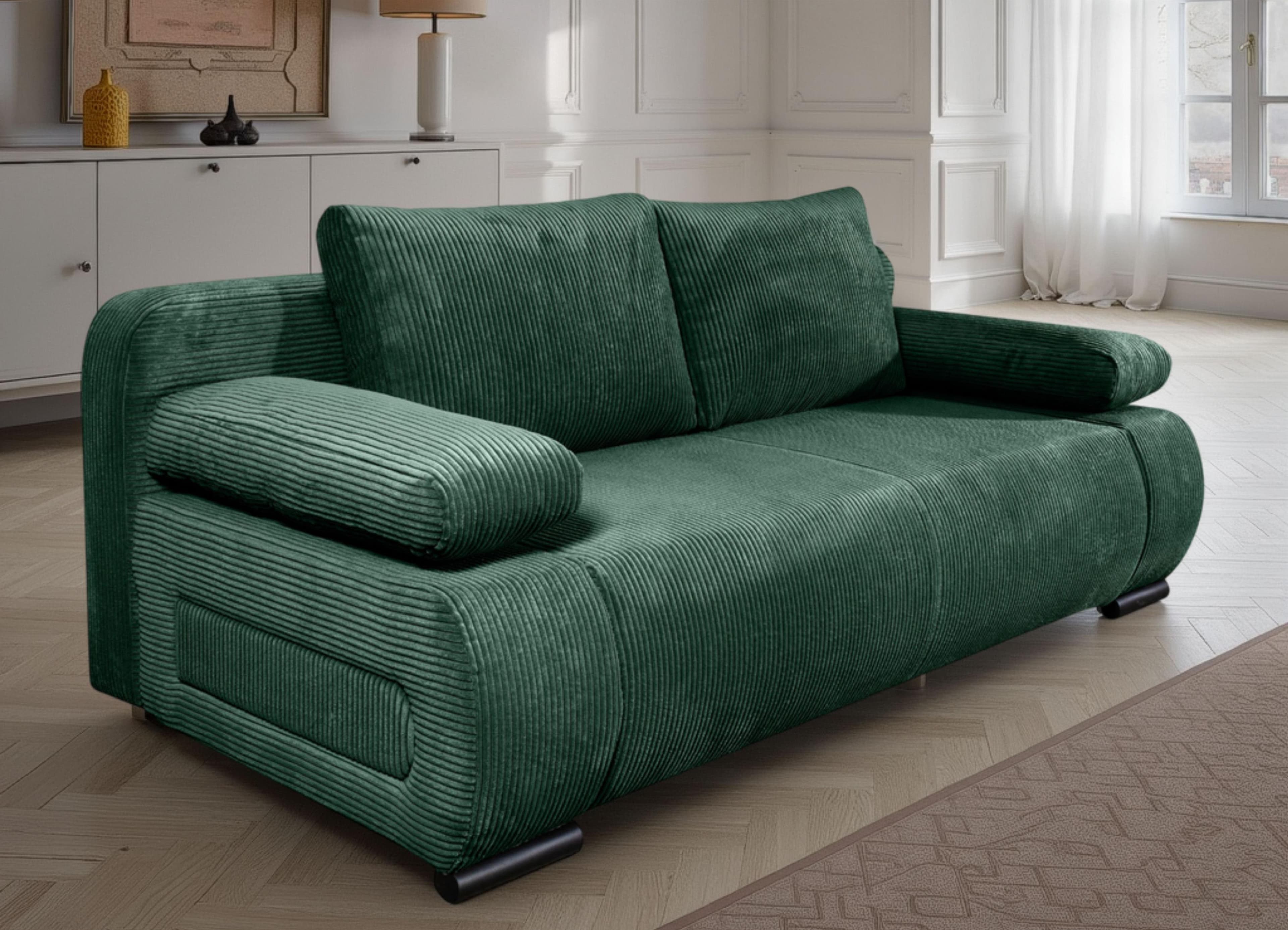 Schlafsofa COLLECTION AB Moritz Flaschengrün mit Bettfunktion und Bettkasten