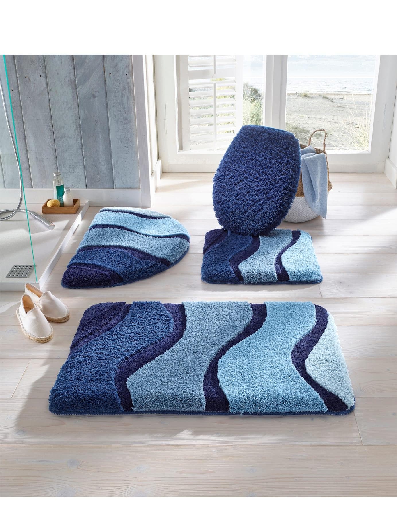 Badematte Hagemann Blau Wellendessin