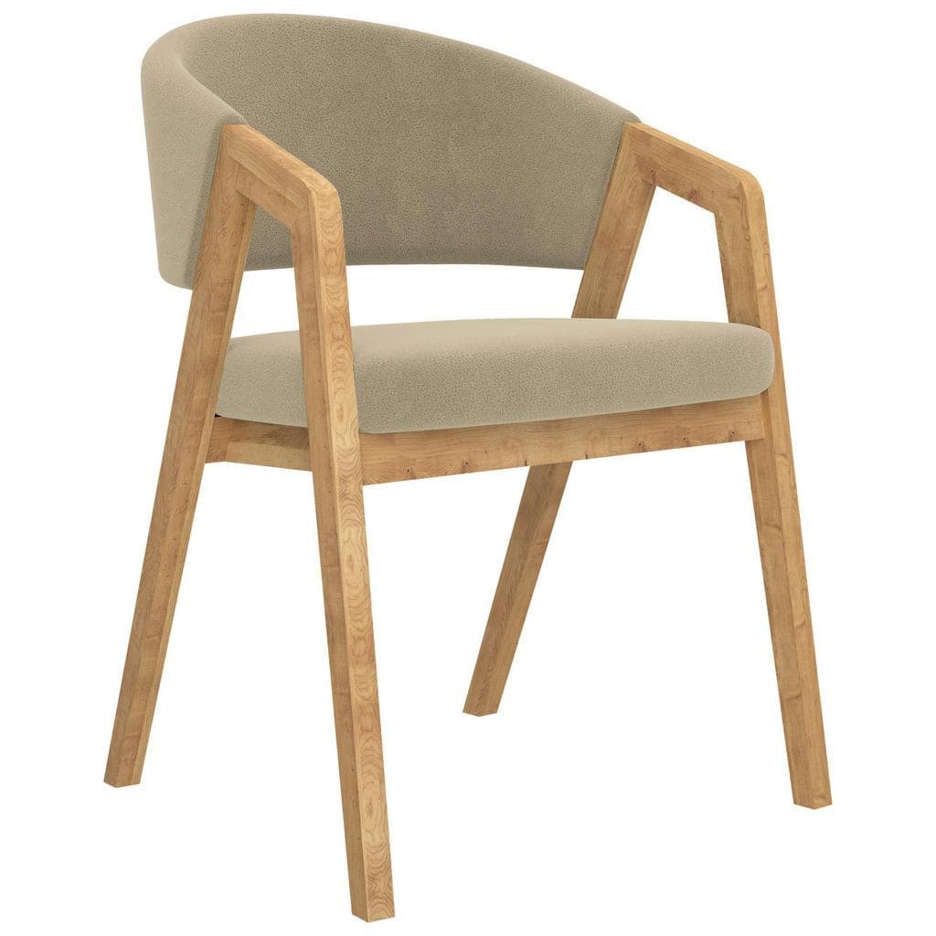 Carryhome Armlehnstuhl Taupe Eiche Massiv Esszimmerstuhl