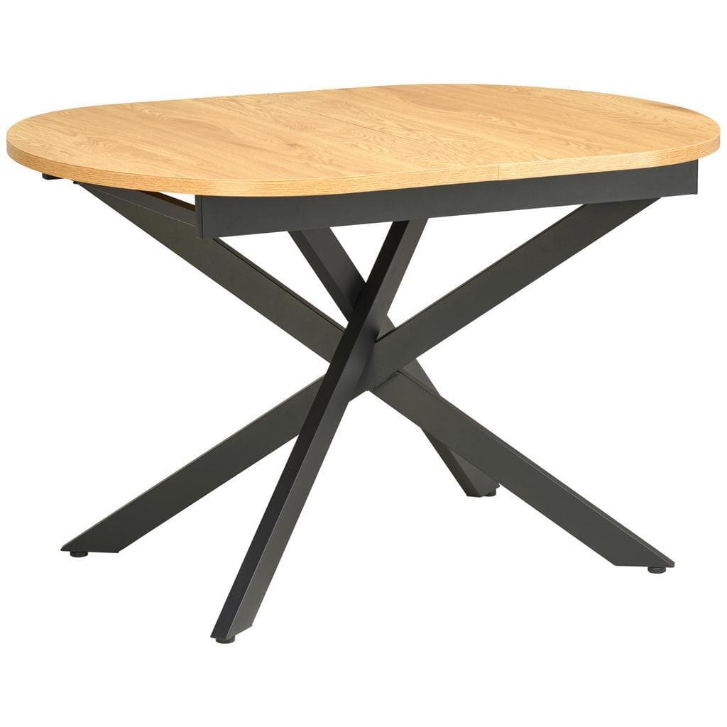 Mid.you Ausziehtisch Schwarz Eiche Metall Holzwerkstoff Oval Flachrohr