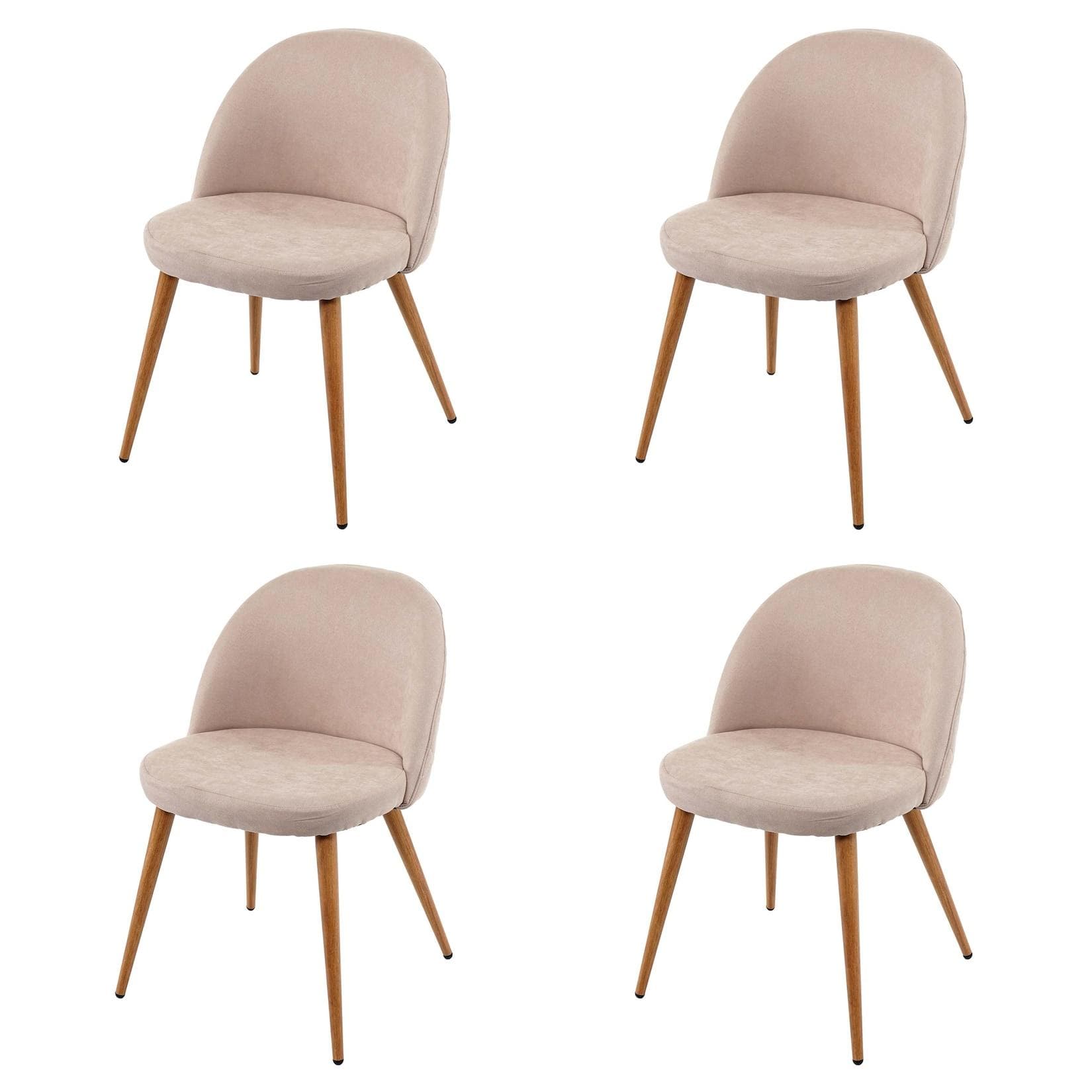 4er-Set Esszimmerstuhl MCW-D53 Retro 50er Design Stoff beige