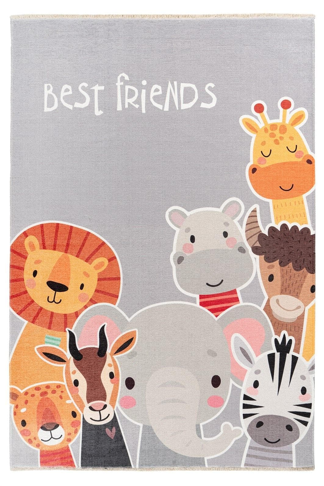 Kinderteppich Zootiere, Baumwolle, Multi, 115x170 cm