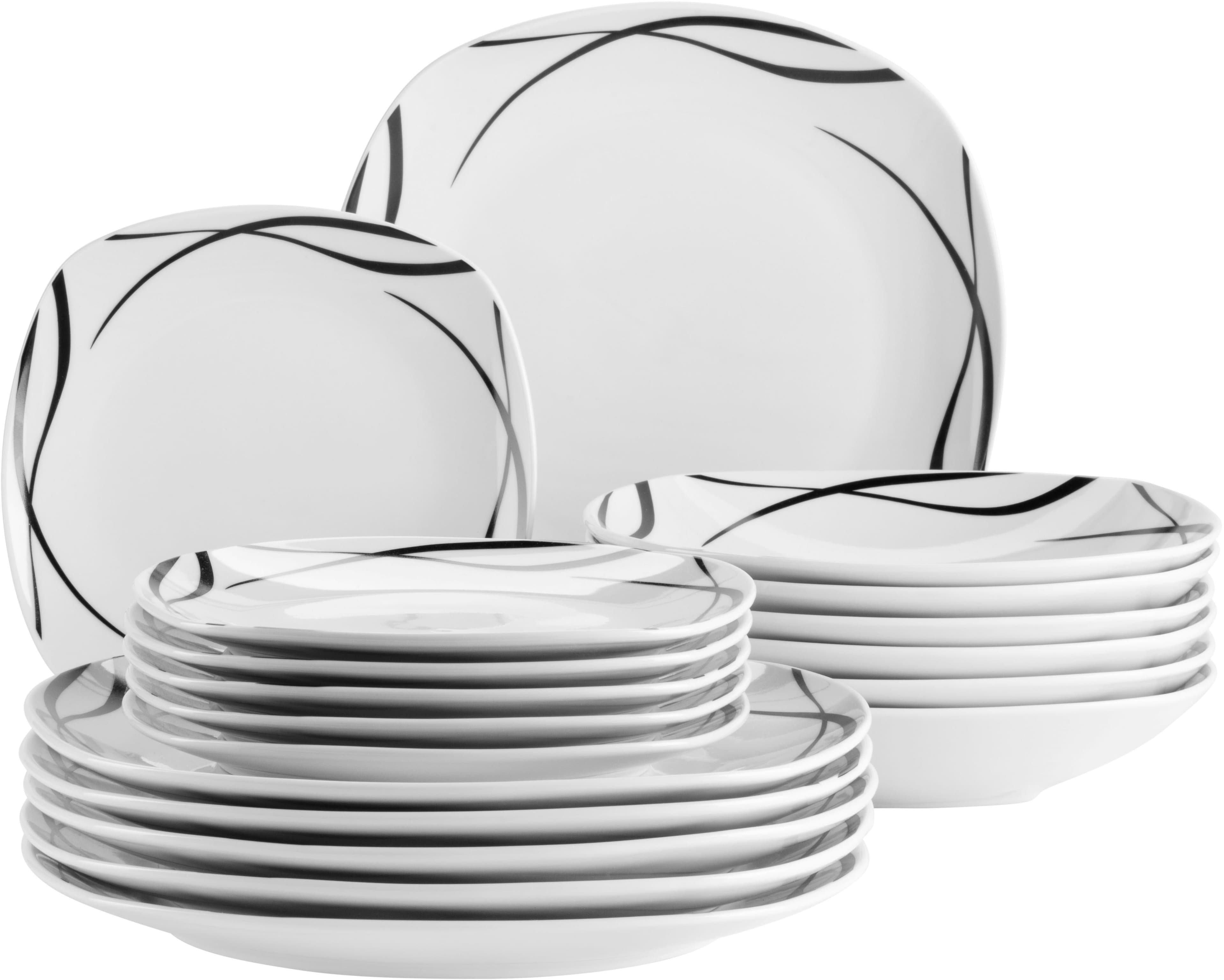 Mäser Decora Tafelservice 18-tlg. Weiß Porzellan