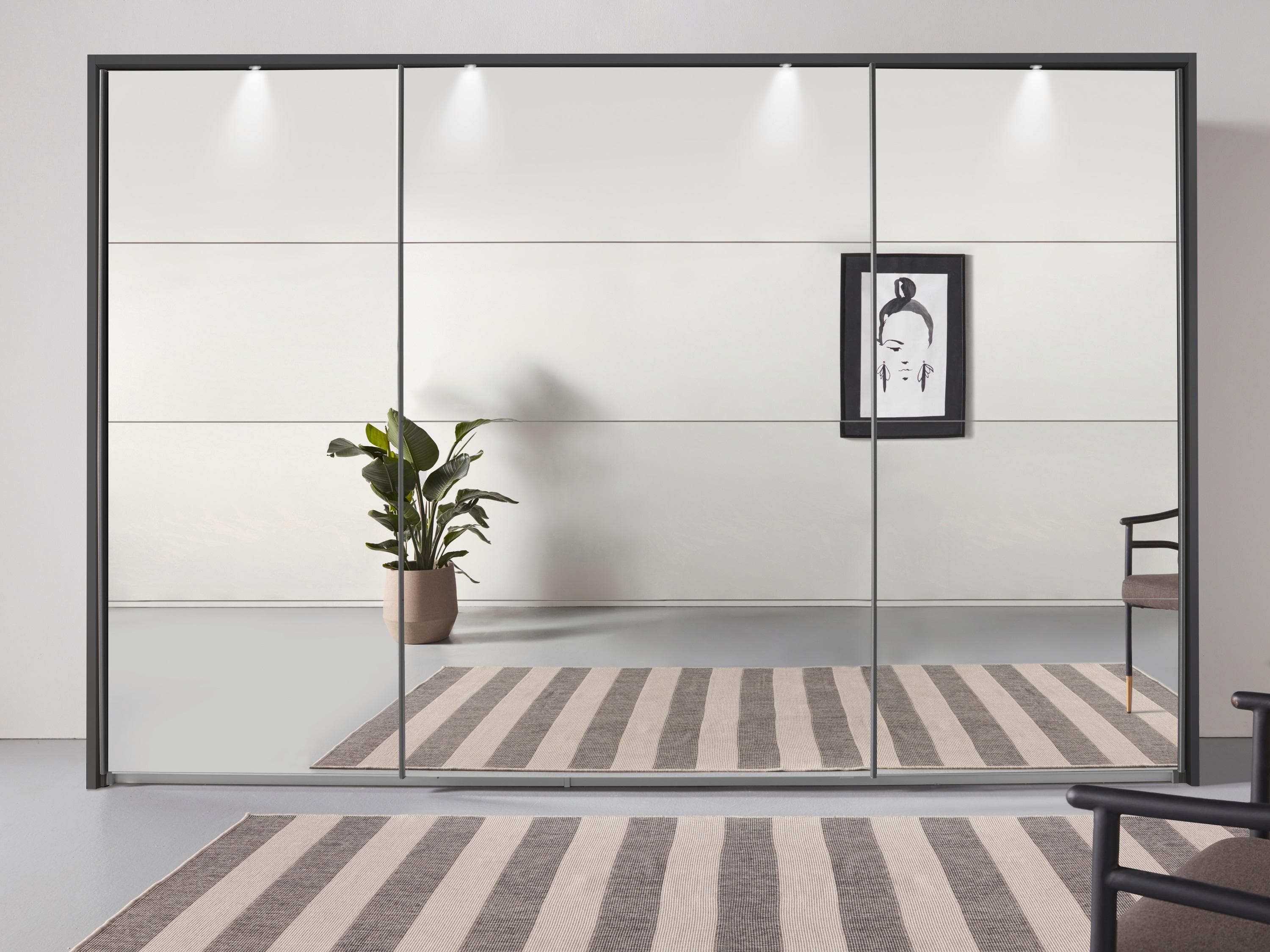 Schwebetürenschrank mit Spiegelfront und Beleuchtung (optional)