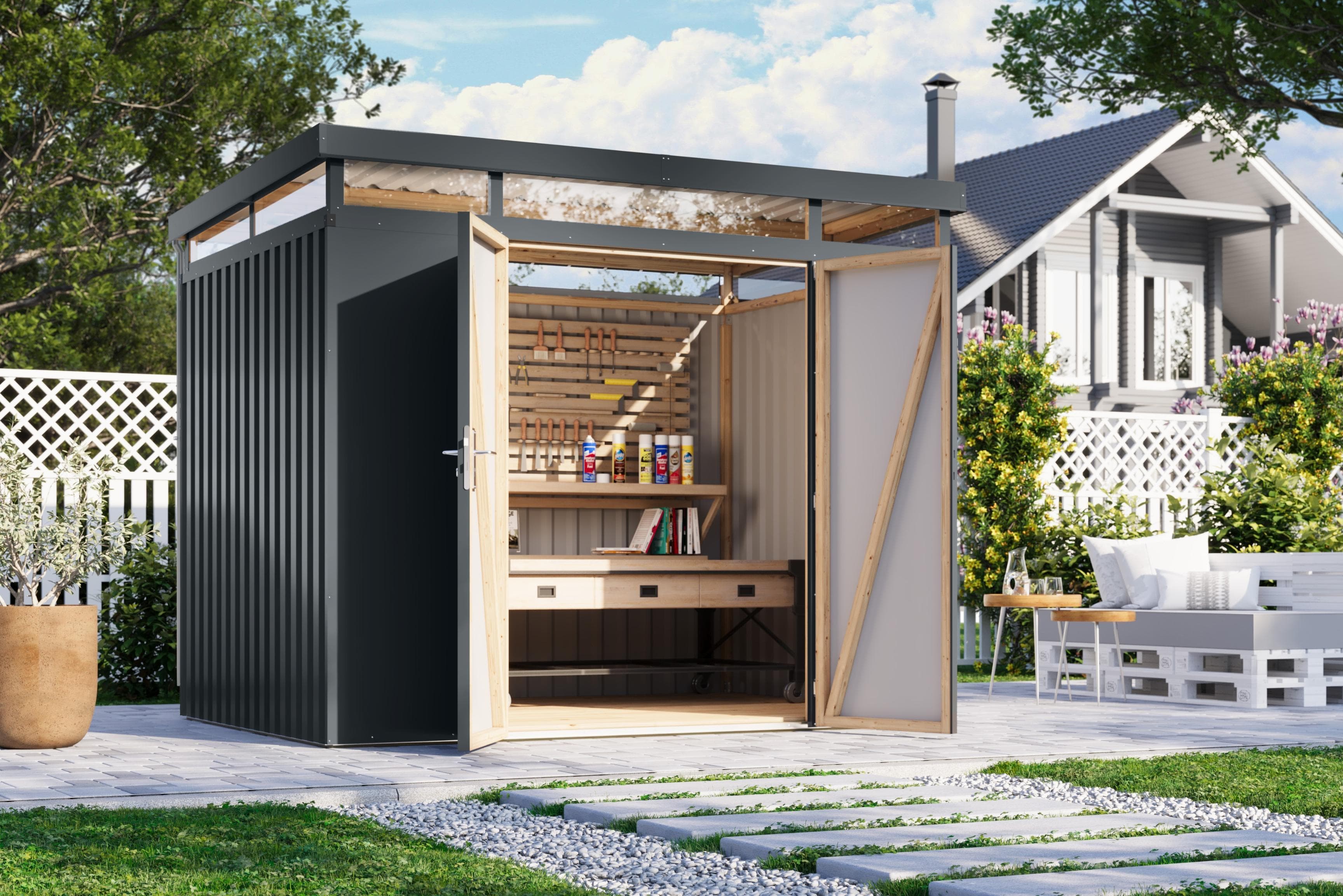 Gerätehaus Titanium 3 anthrazit Metall Karibu