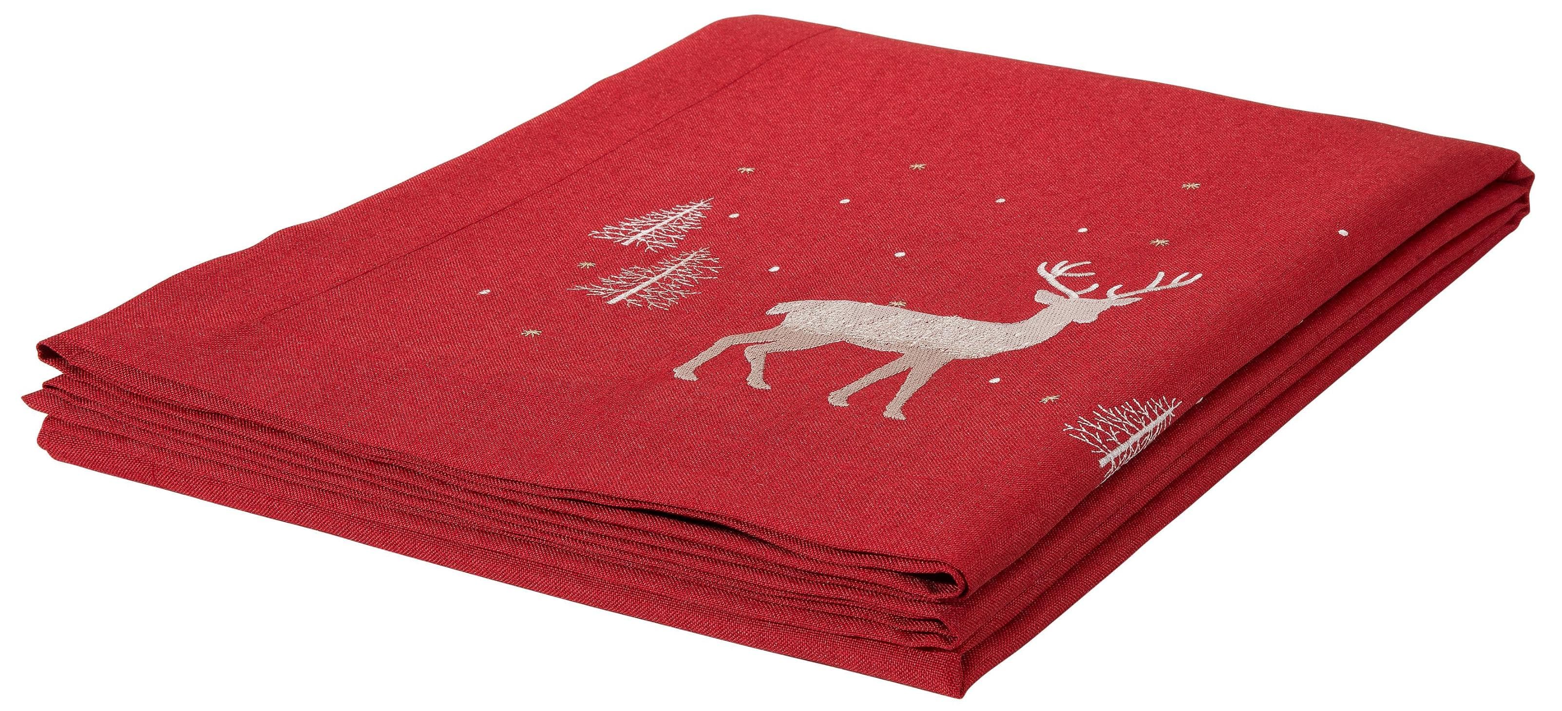 DREAMS Tischdecke Hirsch rot 130x170 cm Polyester