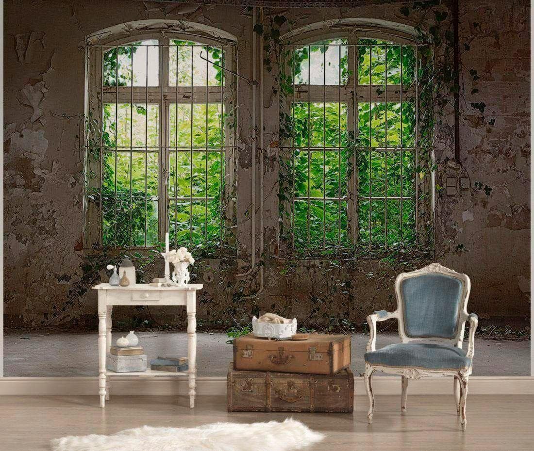 Livingwalls Fototapete Old Windows Vlies Bunt 350x255cm