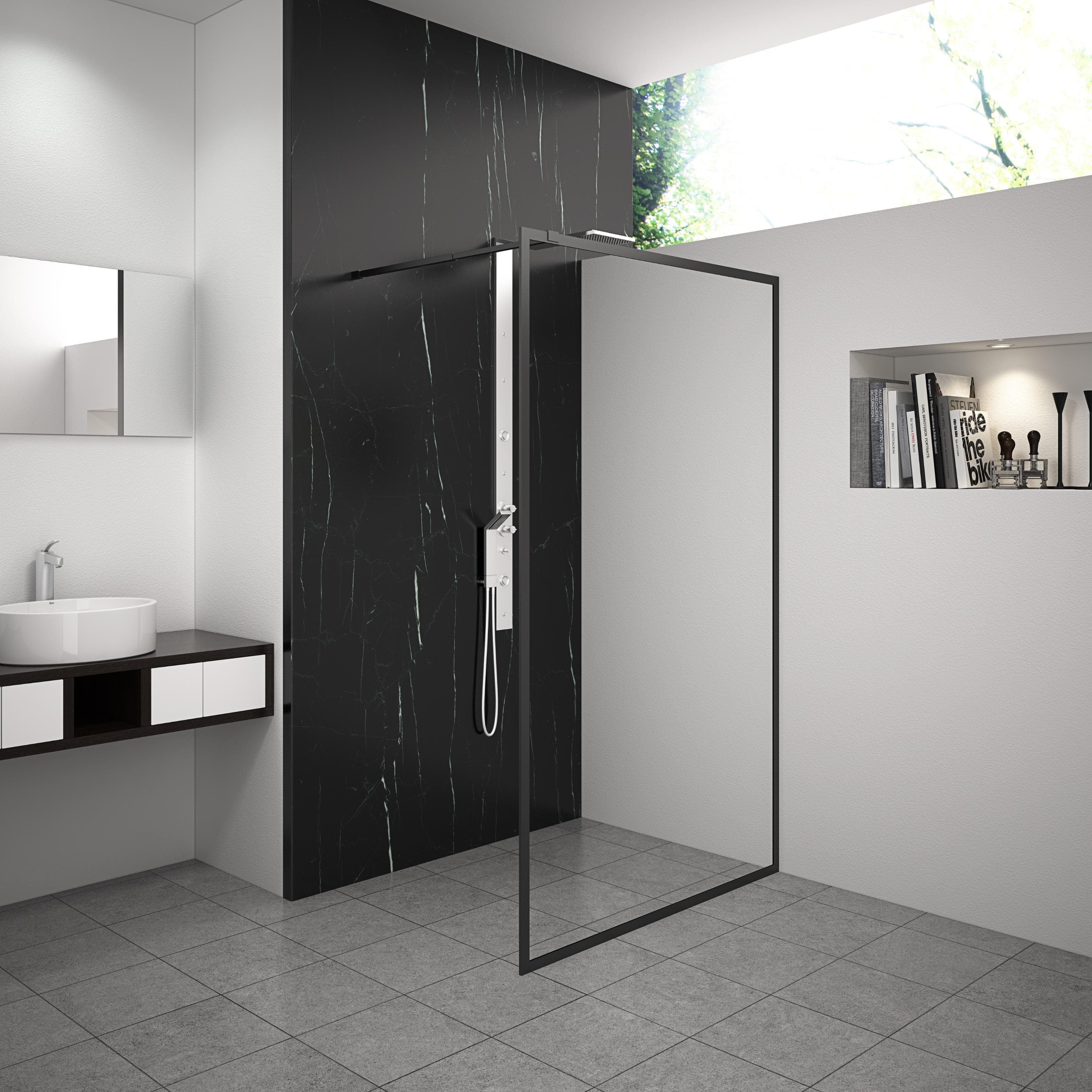MARWELL Walk-in-Dusche Style Weiß Transparent Aluminium