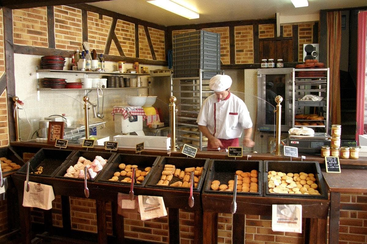 PAPERMOON Fototapete Bäckerei Steinwand Ziegelwand Holz Bistro Deko Vlies