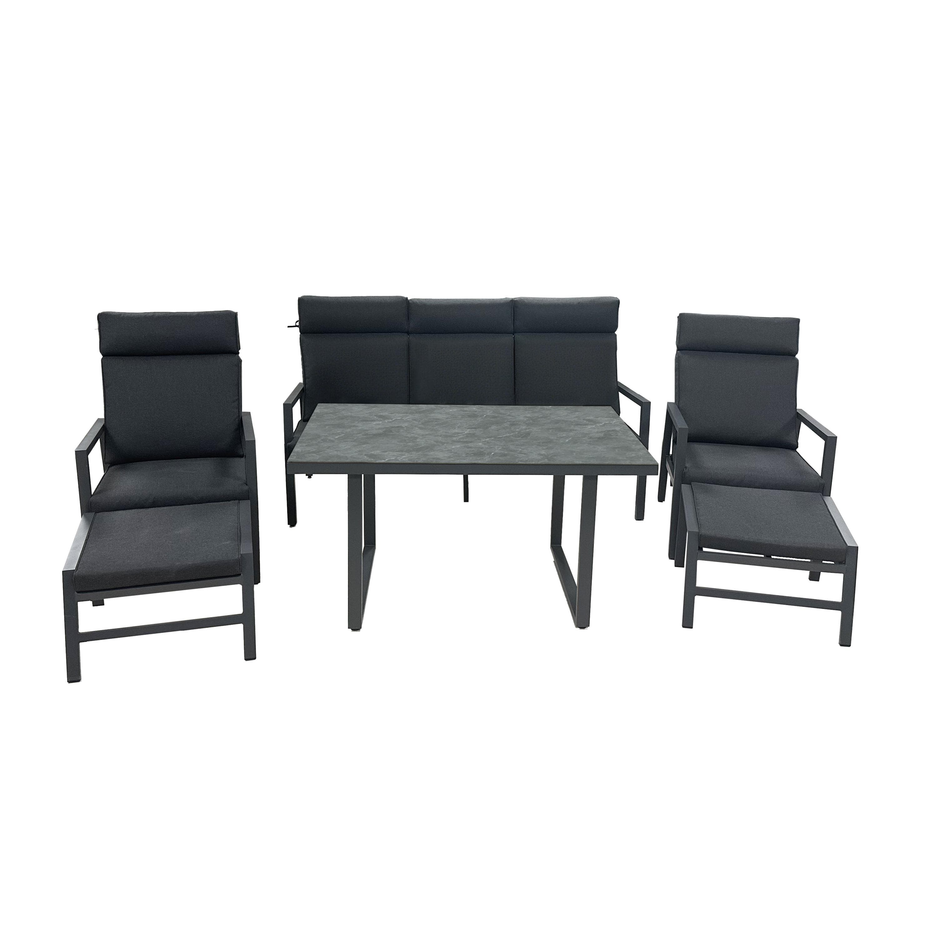 Greemotion Sitzgruppe Canberra Aluminium 6-tlg. mit Hocker