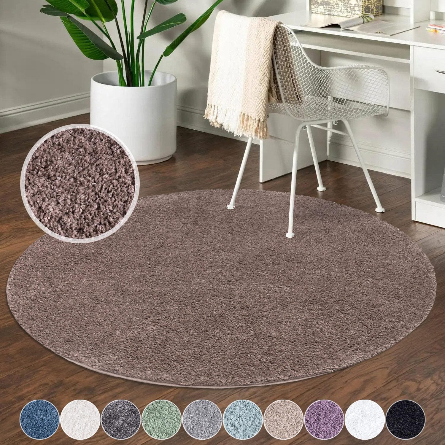 CARPET City Shaggy Teppich Rund Braun Hochflor