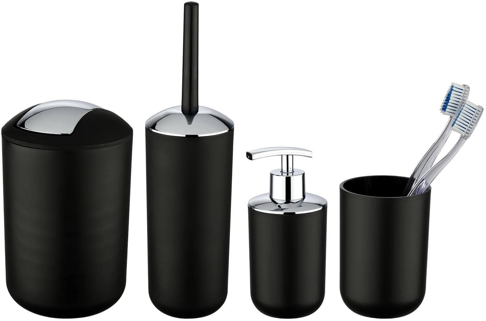 Badaccessoire-Set WENKO "Brasil" Schwarz Matt Kunststoff