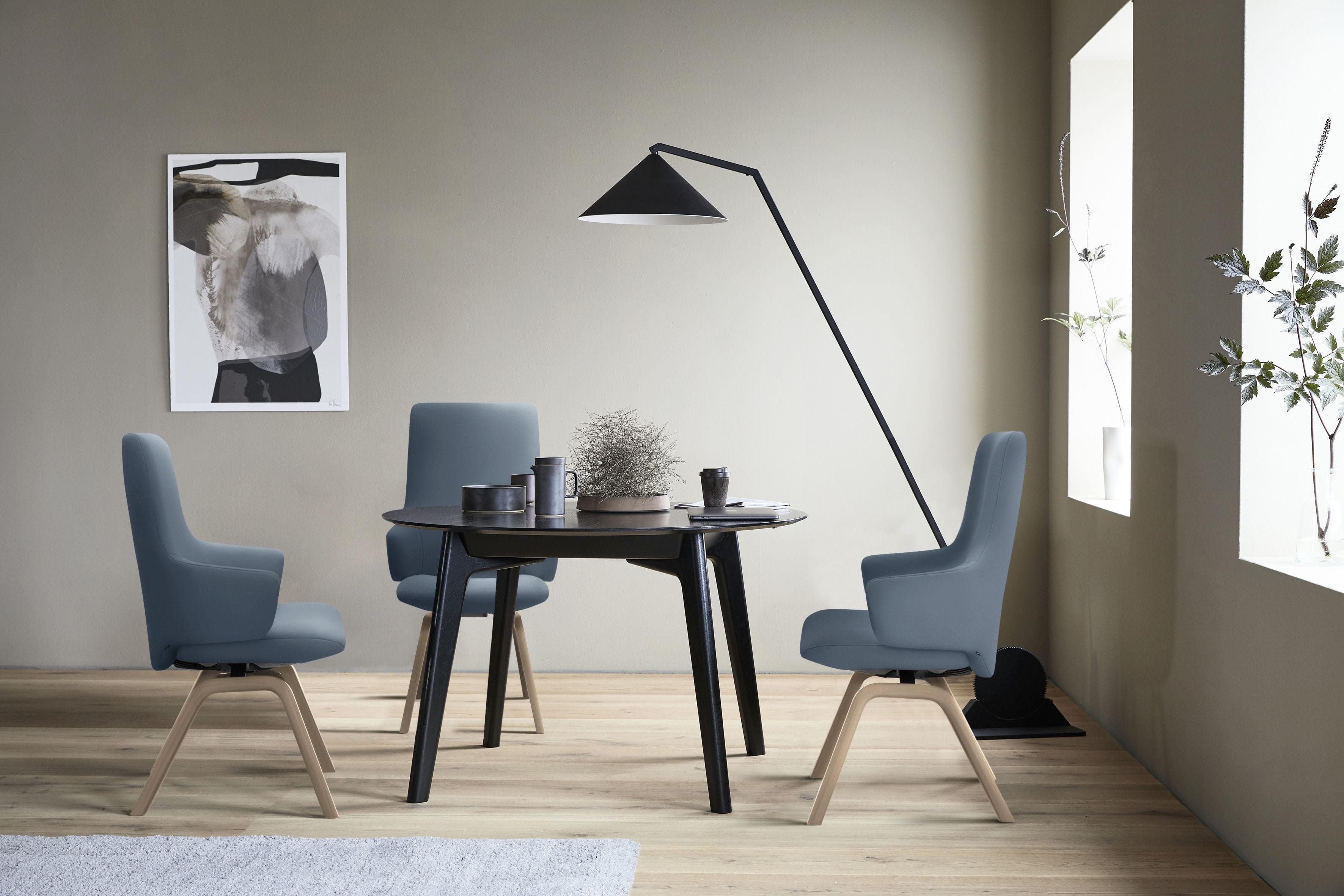 STRESSLESS Laurel Polsterstuhl Leder PALOMA Blau Schwarz