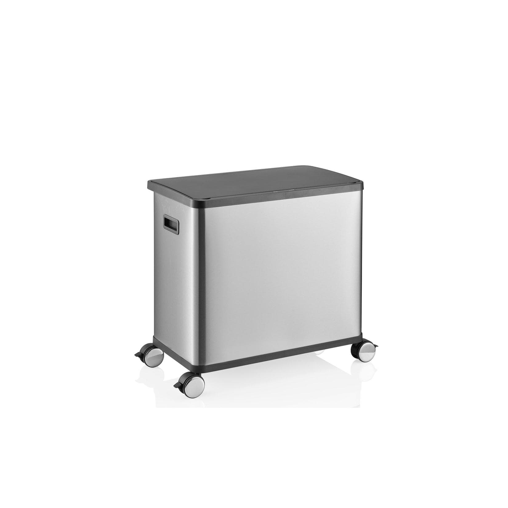 hjh OFFICE Mülleimer Clean Mobile Edelstahl Silber Modern