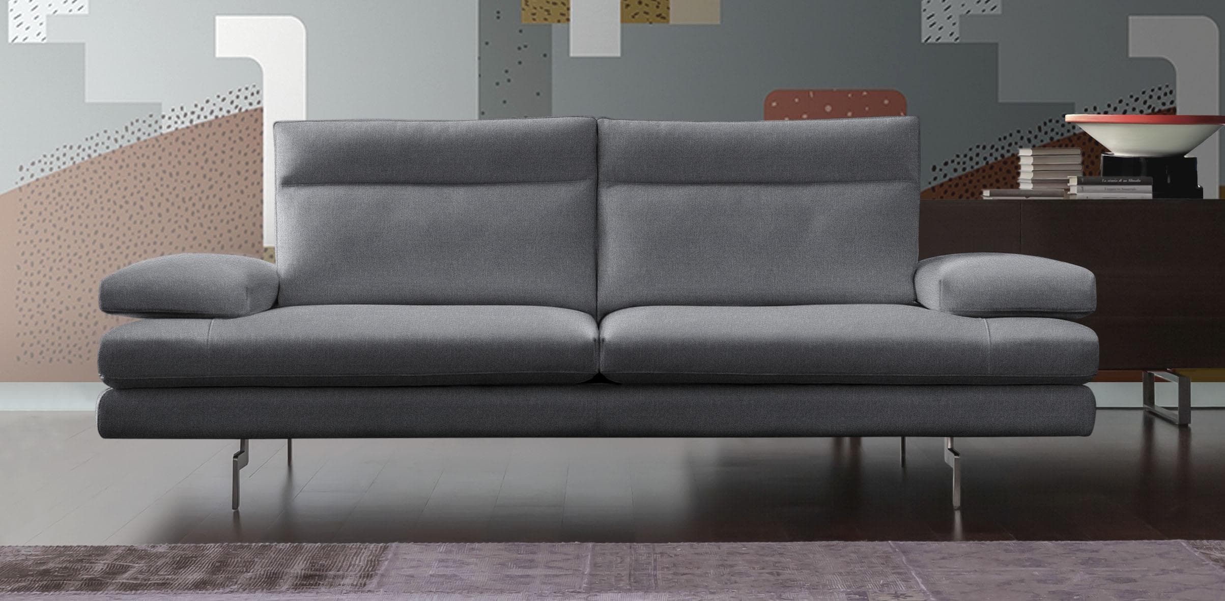 CALIA ITALIA Toby Wing Sofa Grau mit Sitztiefenverstellung