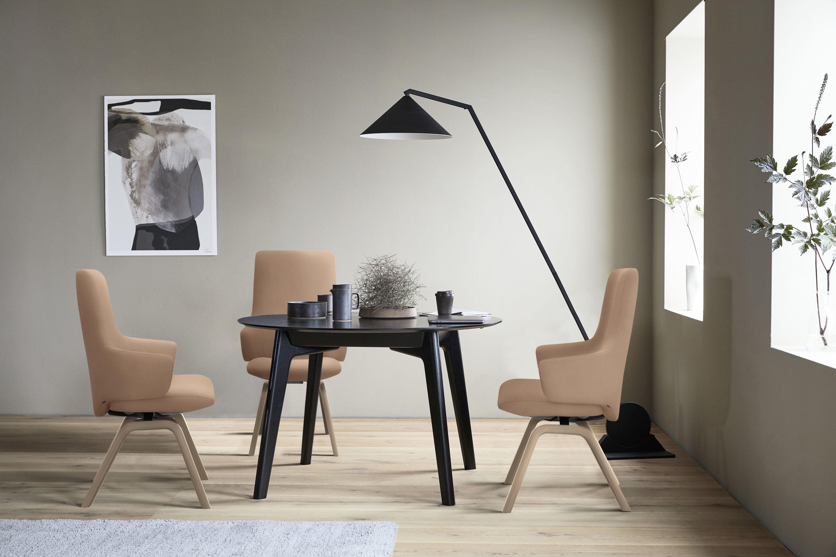 STRESSLESS Laurel Polsterstuhl Esszimmer High Back Beige/Schwarz