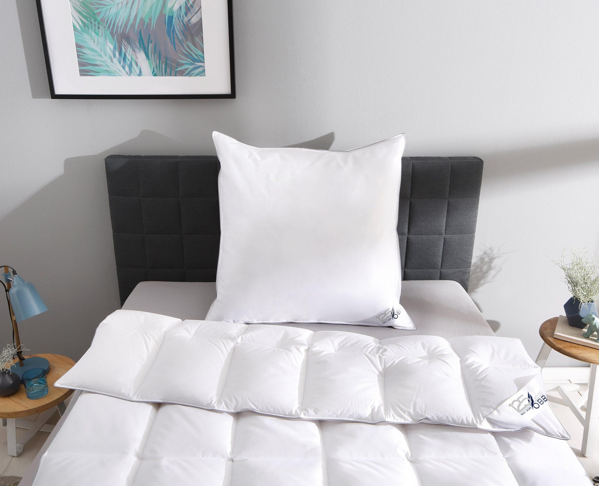 OBB Daunenbettdecke + Kopfkissen Set Weiß Polarwarm