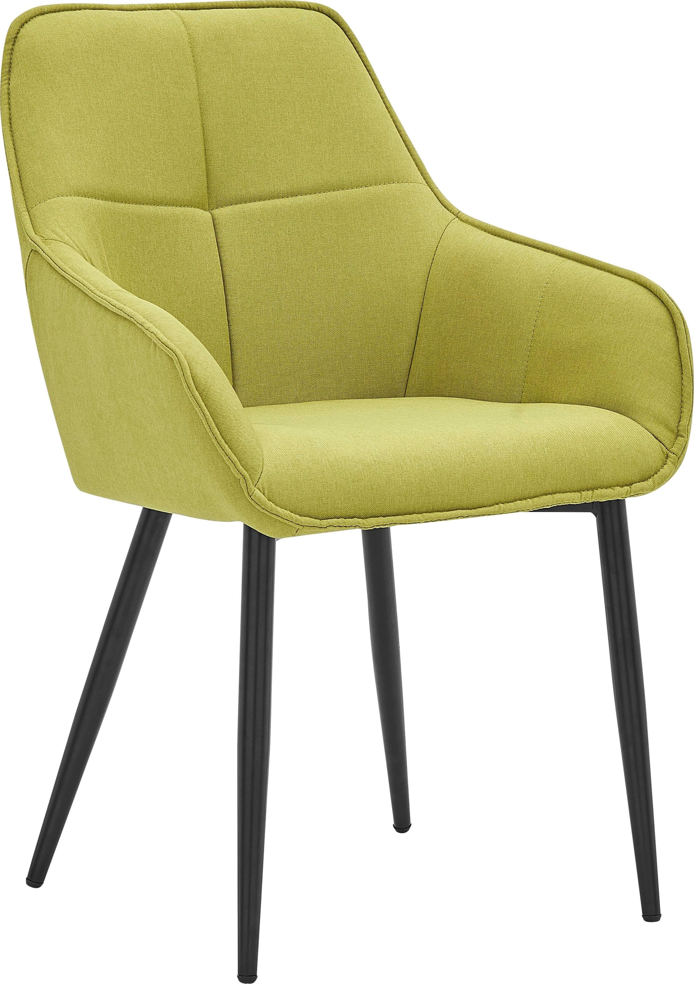 MÖBILIA Armlehnstuhl Maretta Grün Schwarz Leinen Gesteppt