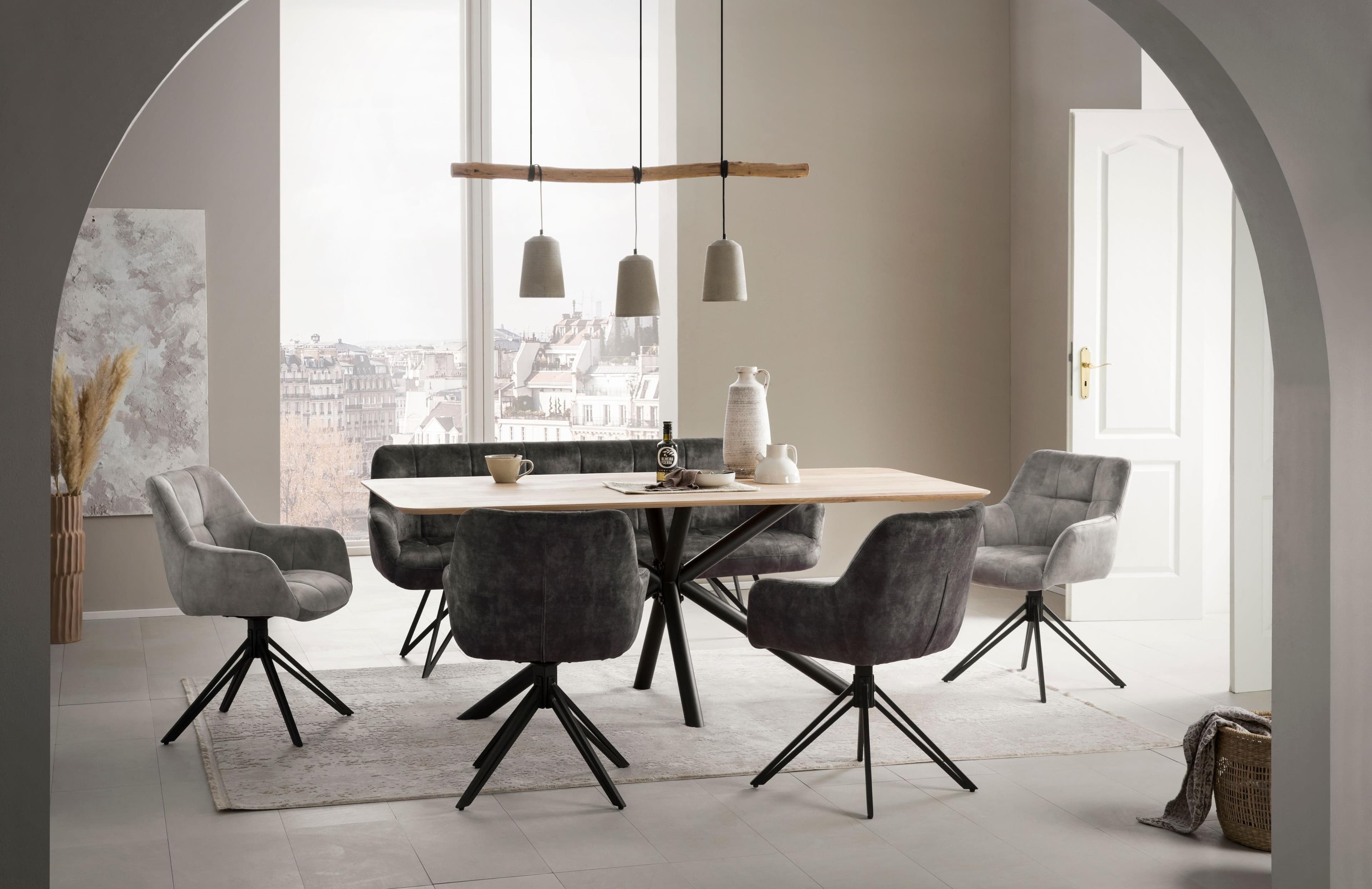 Esstisch HOME AFFAIRE Beige Eiche Massivholz 240x100 cm