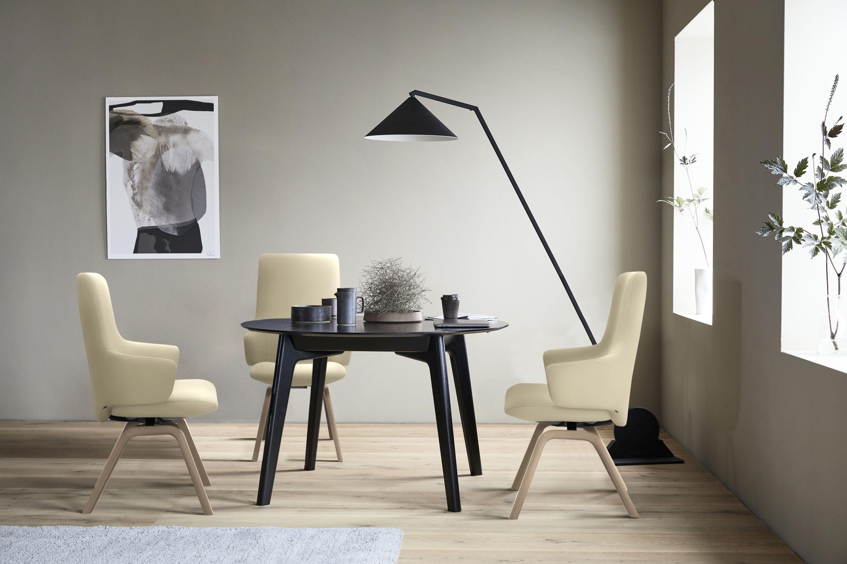STRESSLESS Laurel Polsterstuhl Beige Schwarz Leder High Back