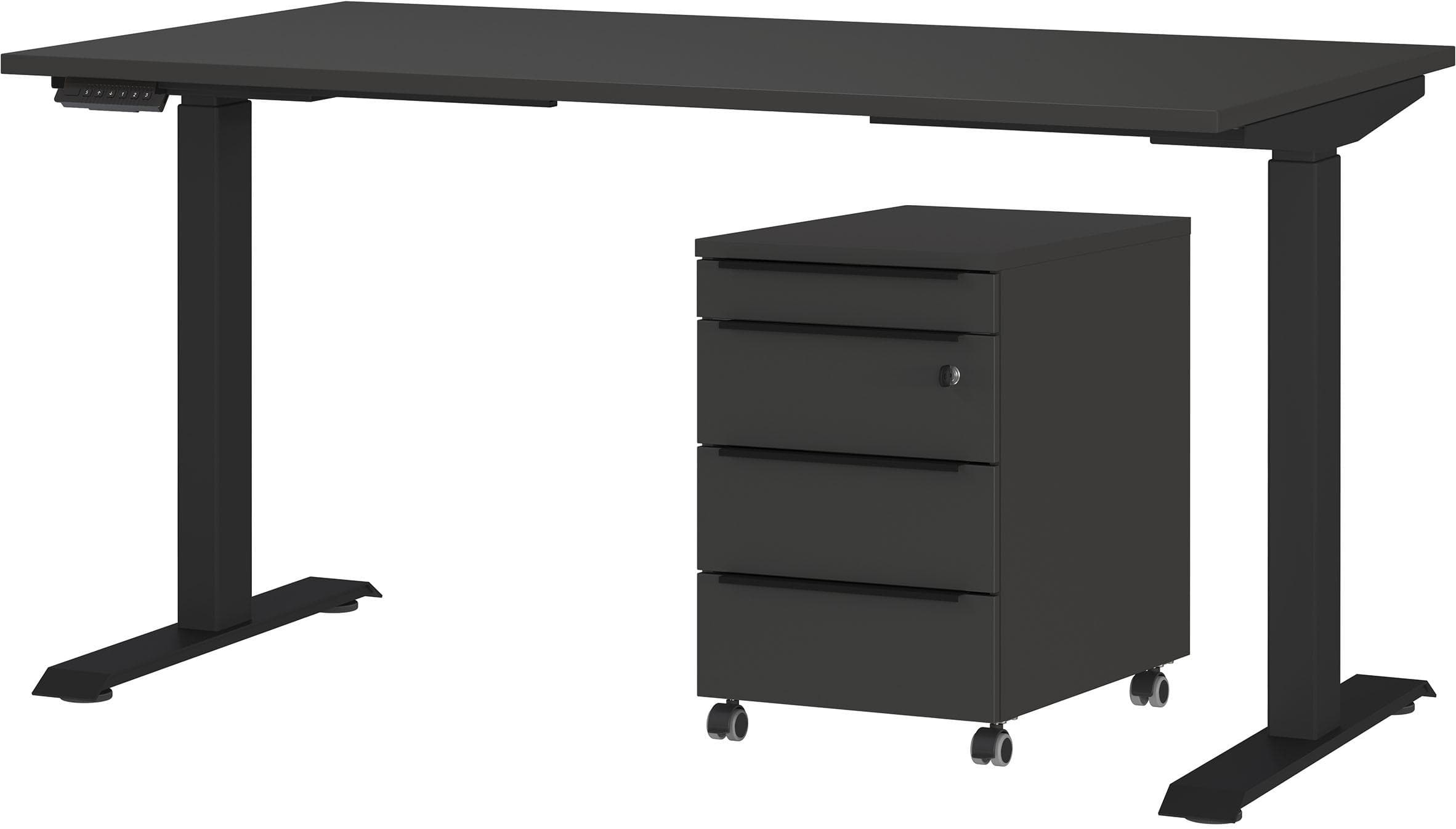 Büromöbel-Set GERMANIA Mailand inkl. Schreibtisch & Rollcontainer Graphit