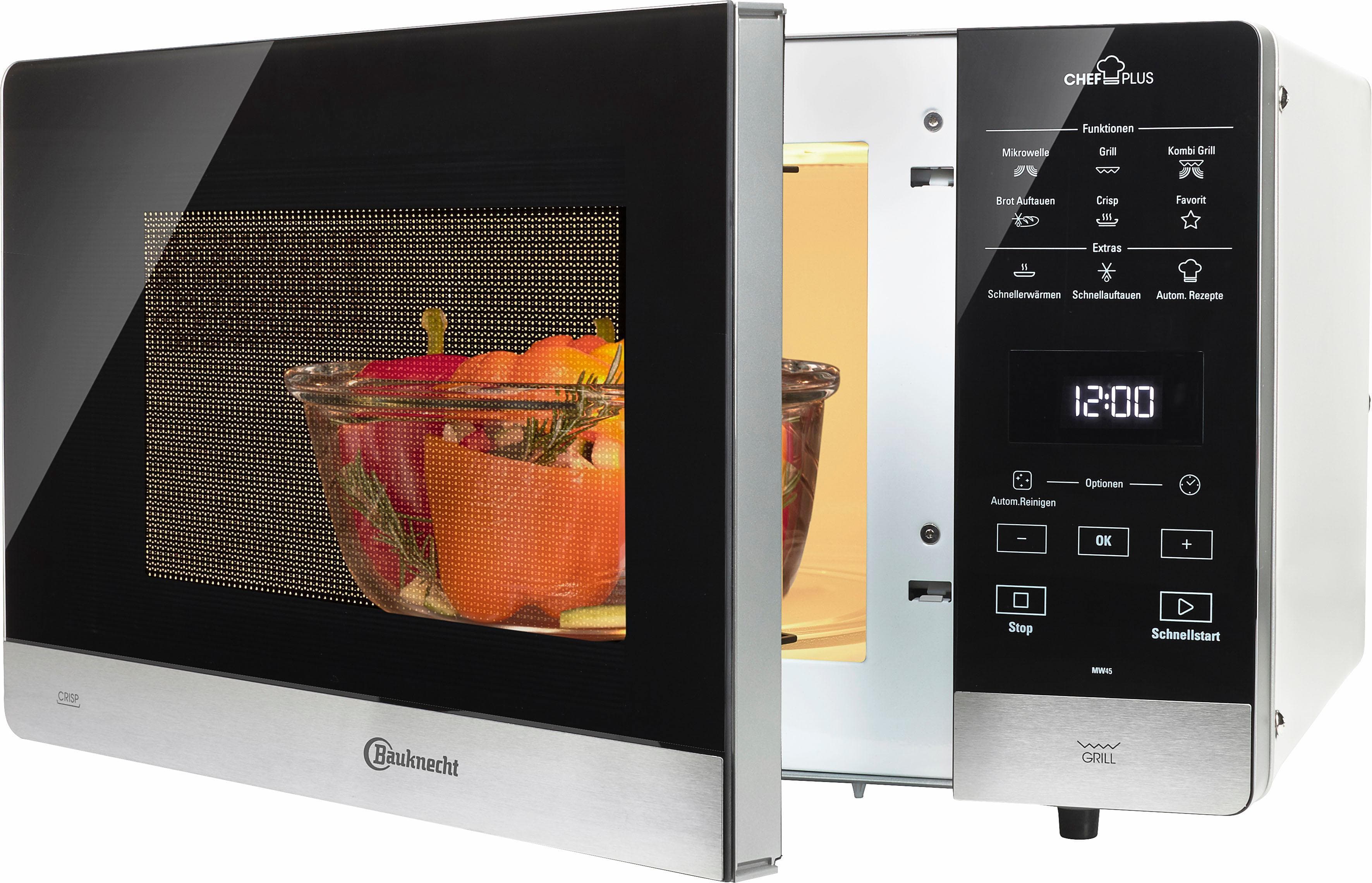 BAUKNECHT Mikrowelle MW 45 SL Silber Crisp-Funktion