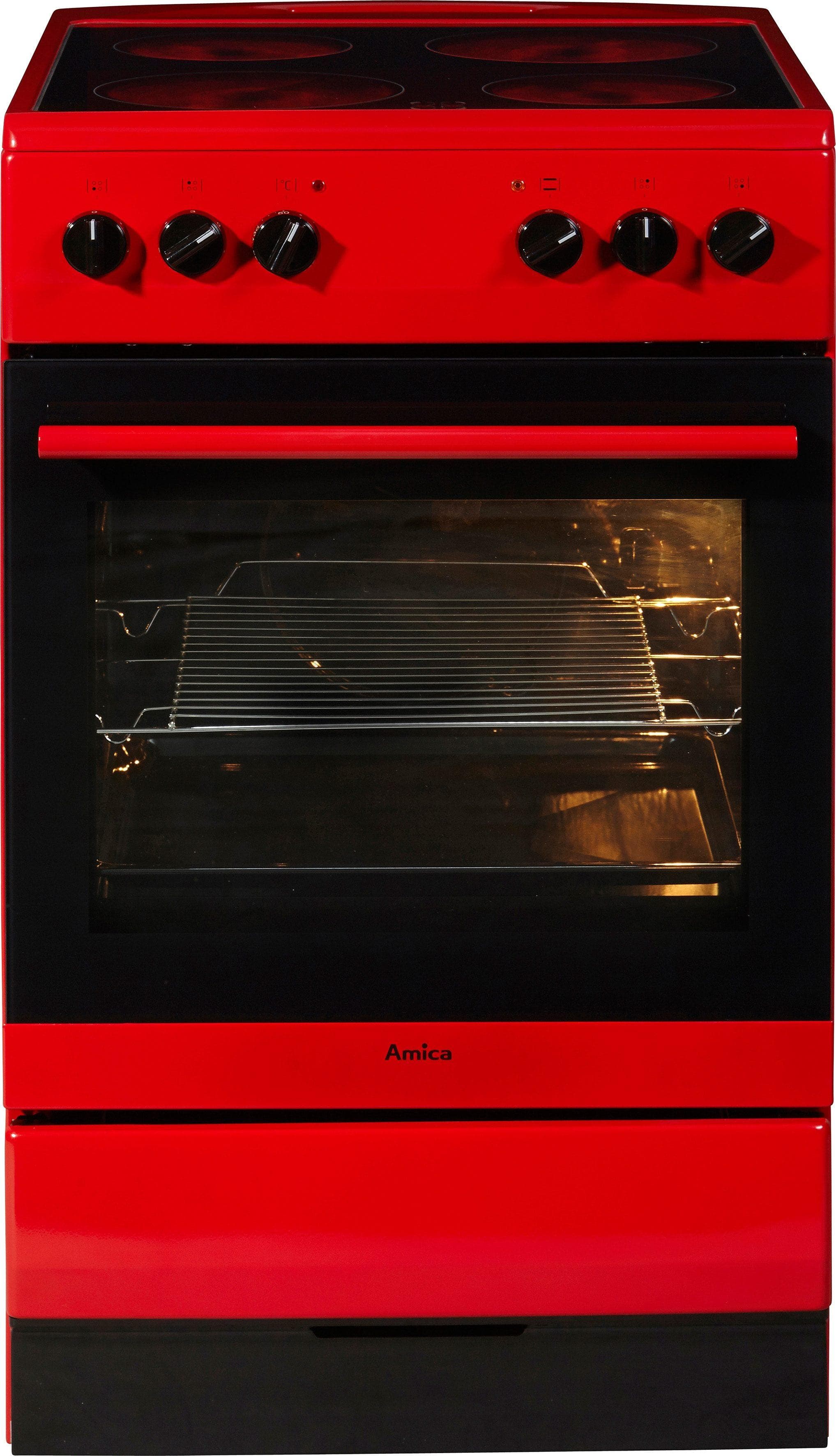 AMICA Elektro-Standherd SHC 11506 R rot Glaskeramik
