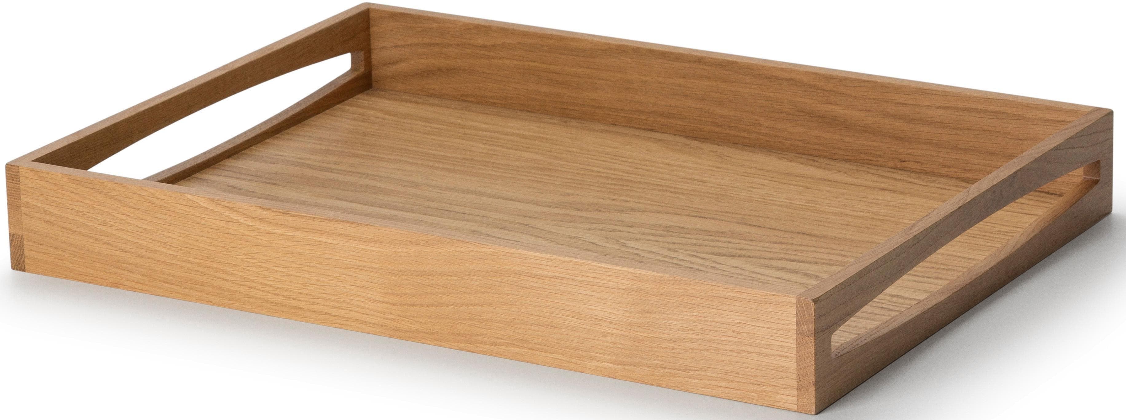 CONTINENTA Tablett Eiche massiv mit Griffen braun