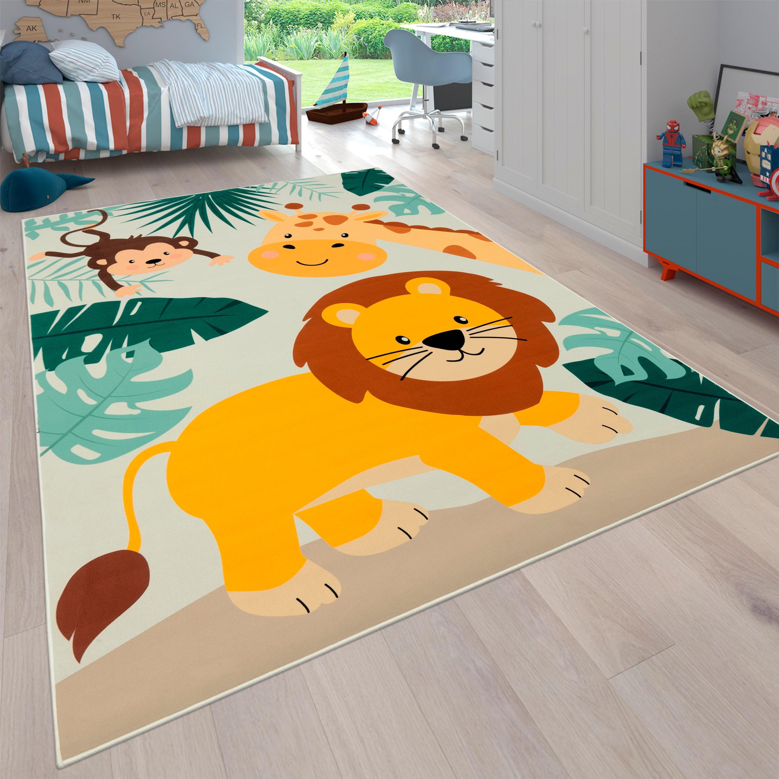 PACO HOME Kinderteppich Bino 582 Beige Tiermotiv Kinderzimmer